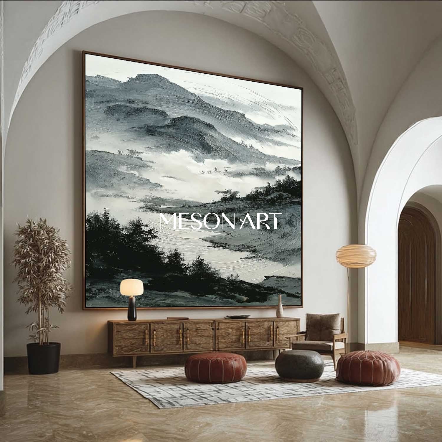 Buy Original White Black Wabi-Sabi Abstract Plaster Textured Wall Art