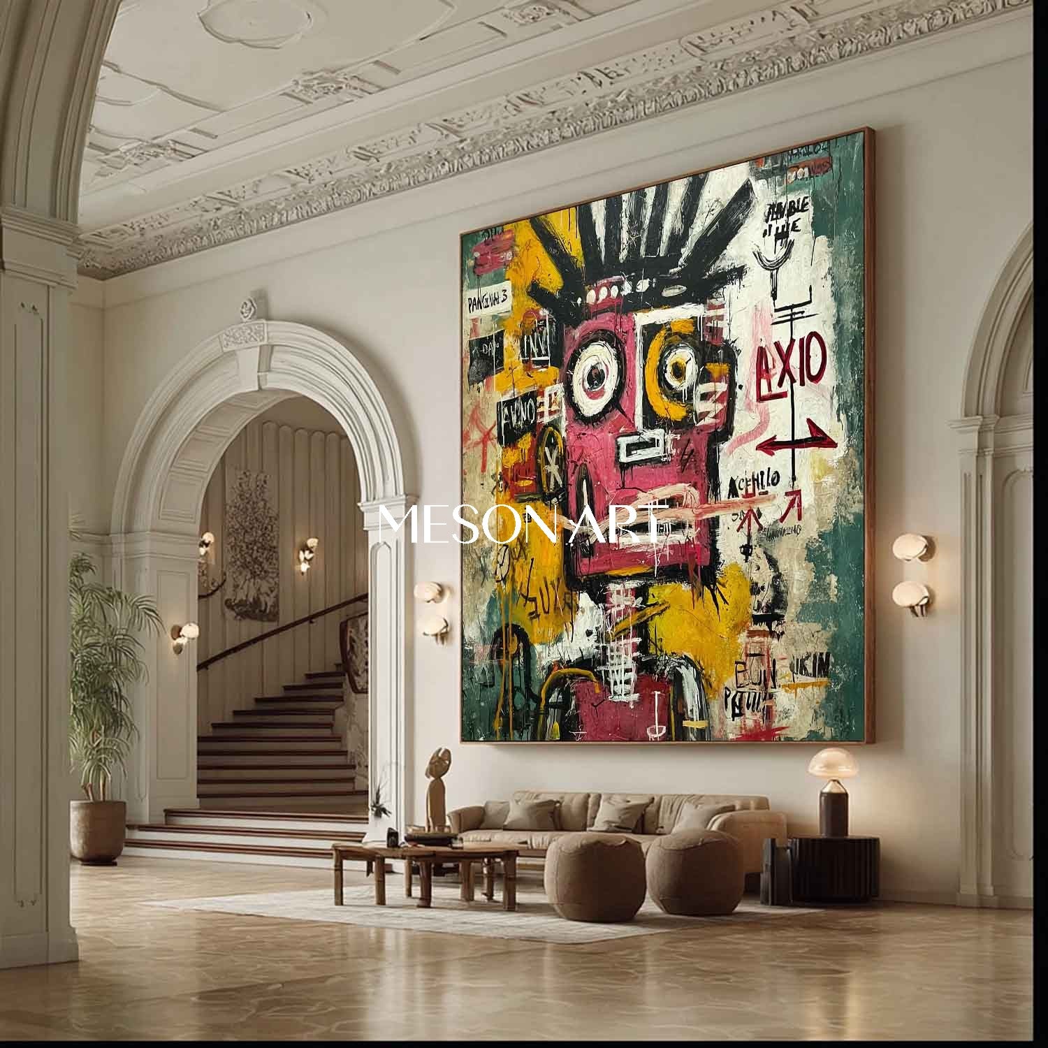 Buy Large Basquiat Style Art Abstract Graffiti Wall Canvas for Hallway