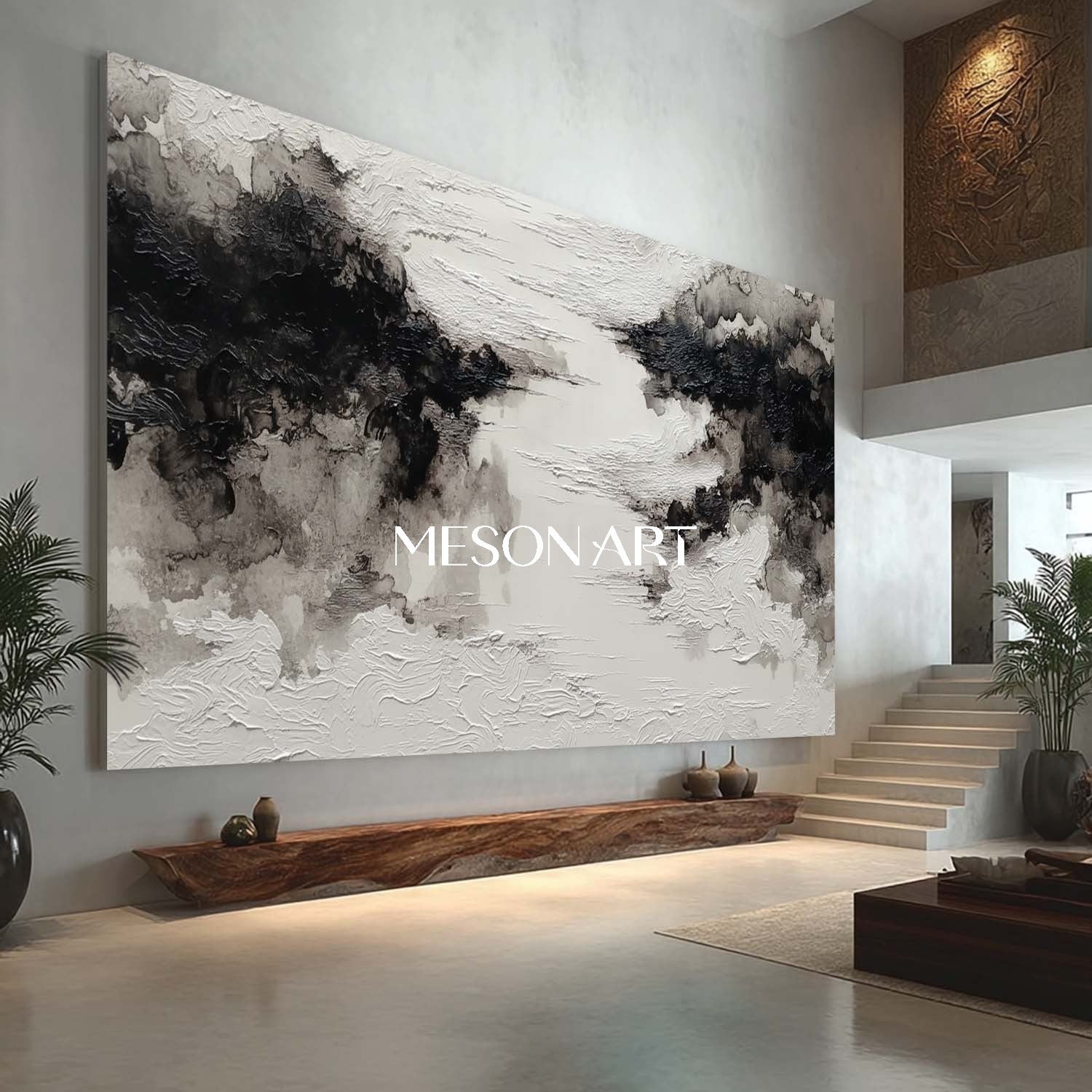 Shop Big Original Black White Wabi-Sabi Impasto Framed Canvas On Sale