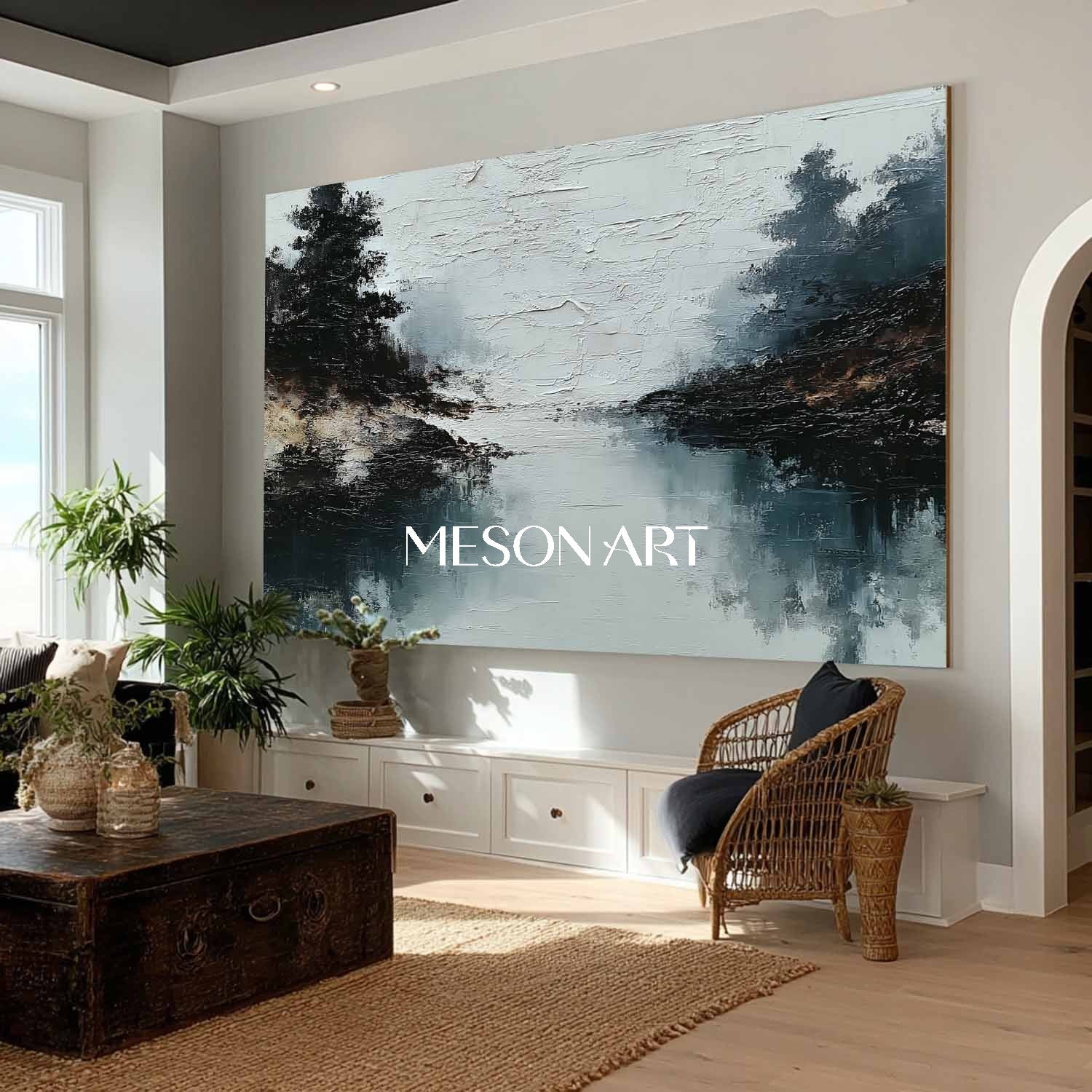 Buy Minimalist Blue Plaster Texture Painting Framed Wall Canvas Online