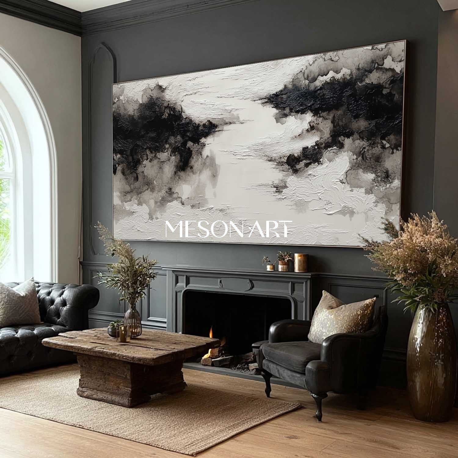 Shop Big Original Black White Wabi-Sabi Impasto Framed Canvas On Sale