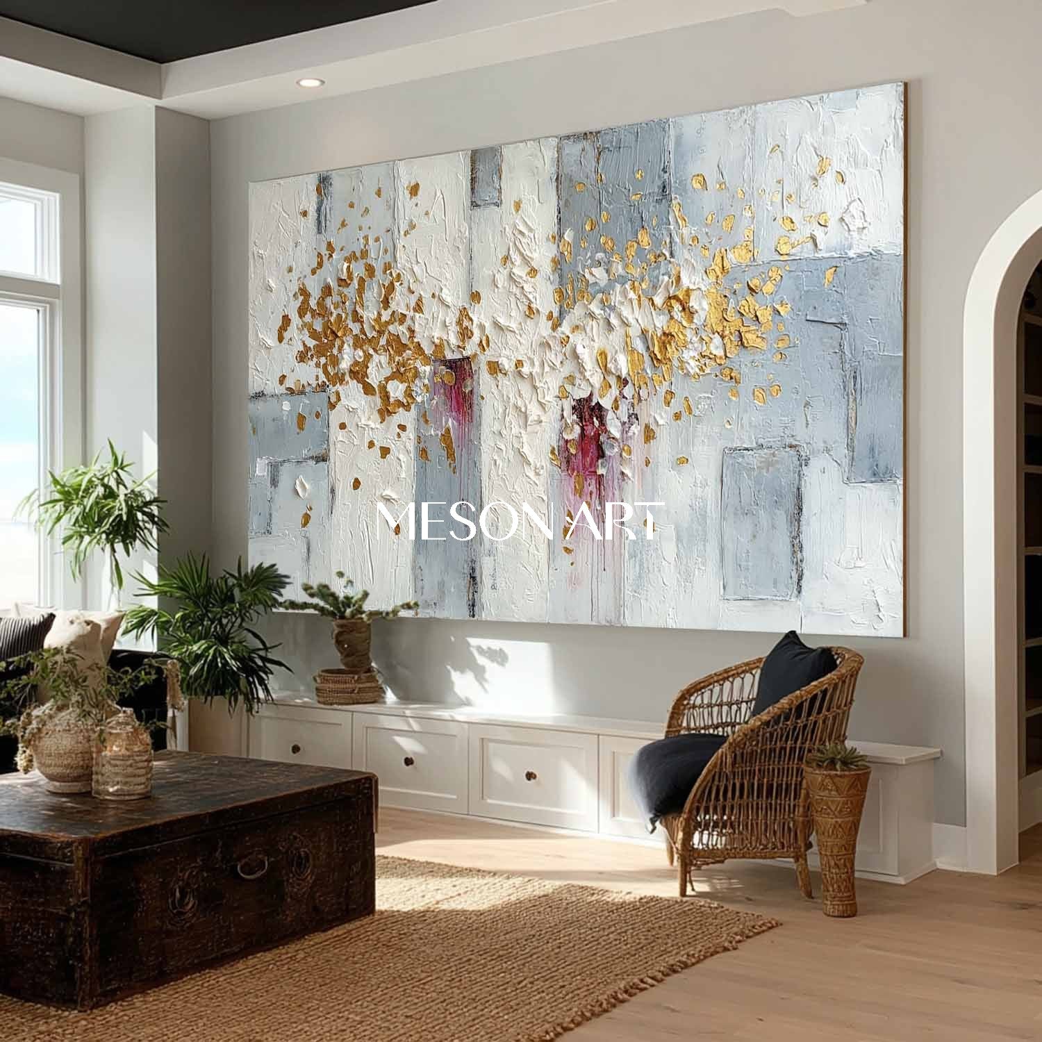 Handmade Large Gold Painting Textured Canvas Abstract Wall Art Decor