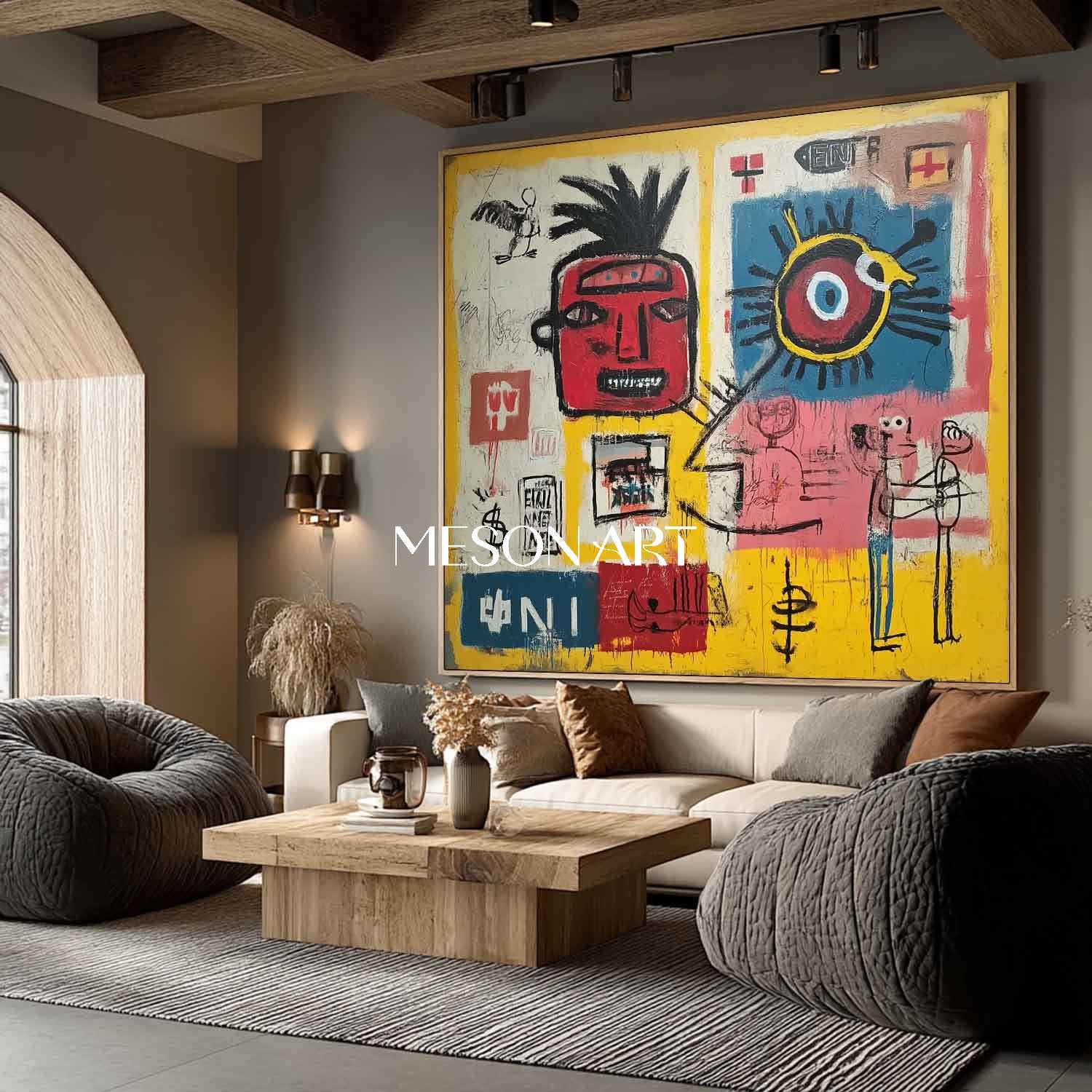 Large Urban Pop Canvas Yellow Handmade Statement Wall Art On Sale