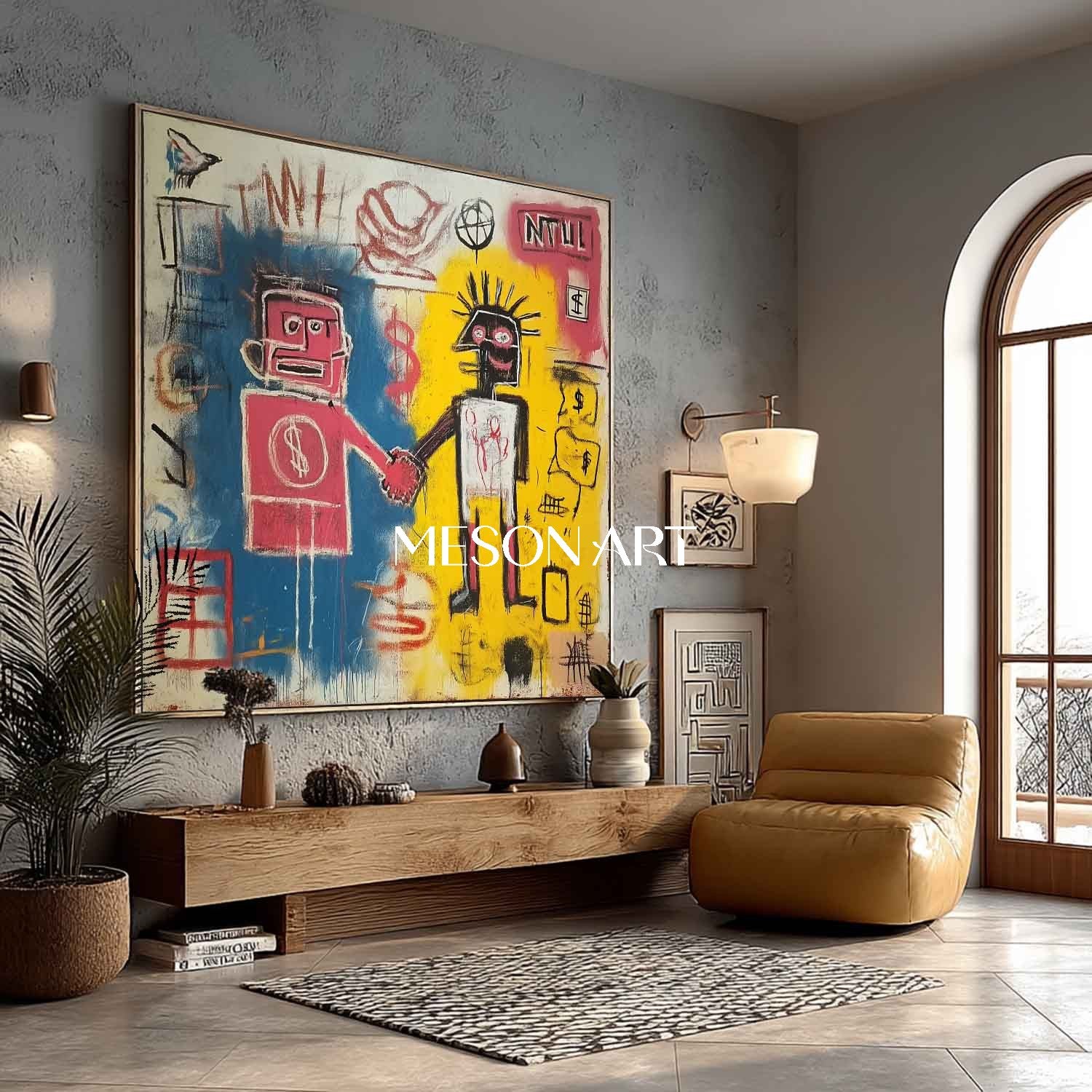 Large Urban Pop Canvas Yellow Handmade Statement Wall Art On Sale