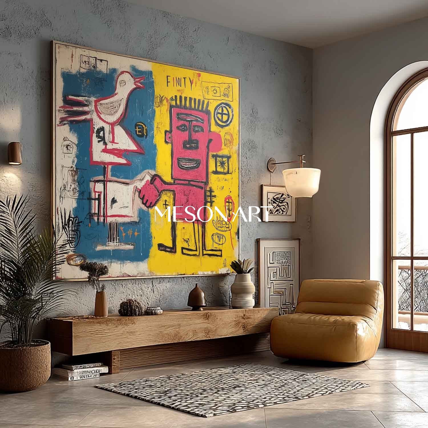 Pop Canvas Basquiat Abstract Graffiti Painting Bedroom Wall Art Handmade