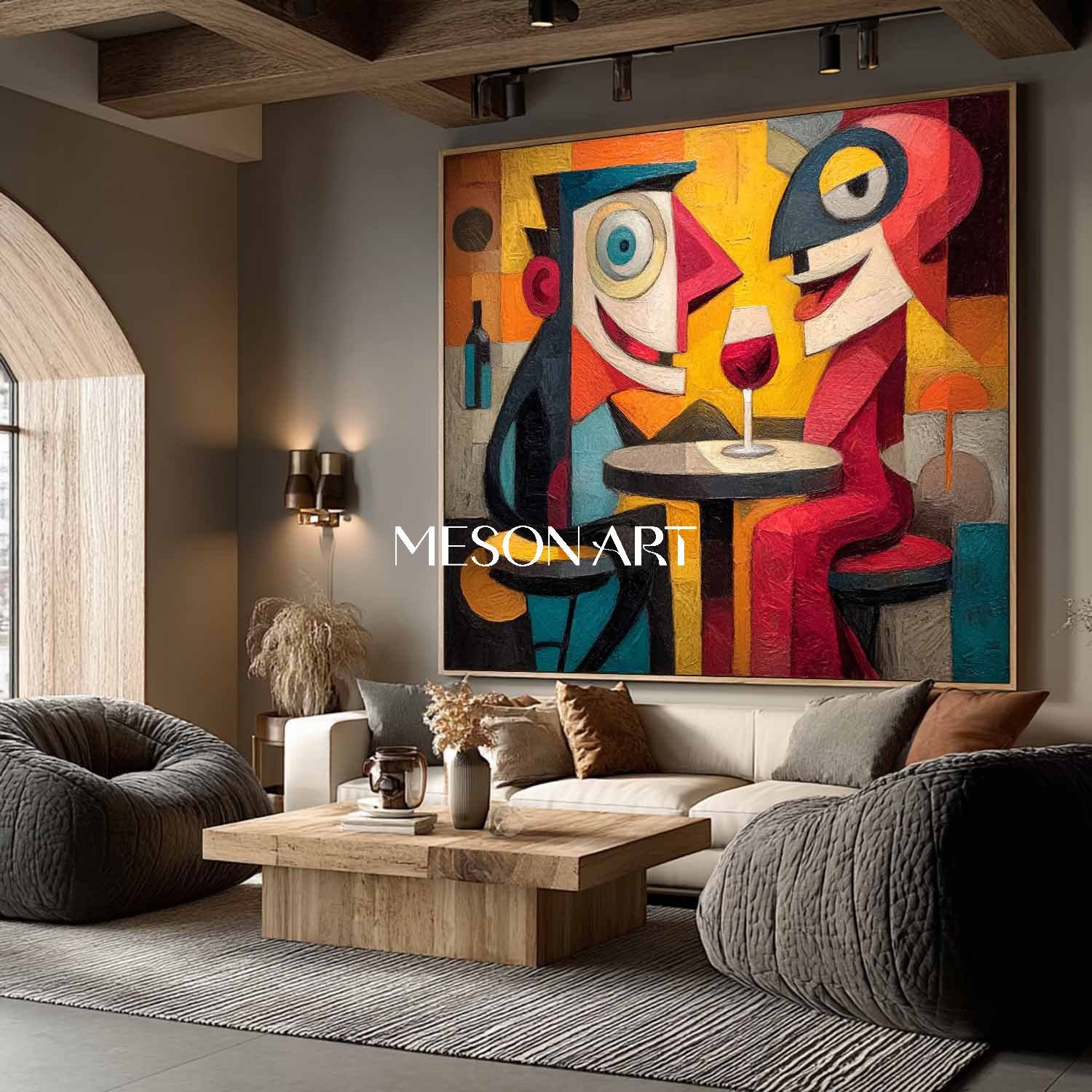 Colorful Bold Abstract Pop Art Painting for Living Room or Office Wall