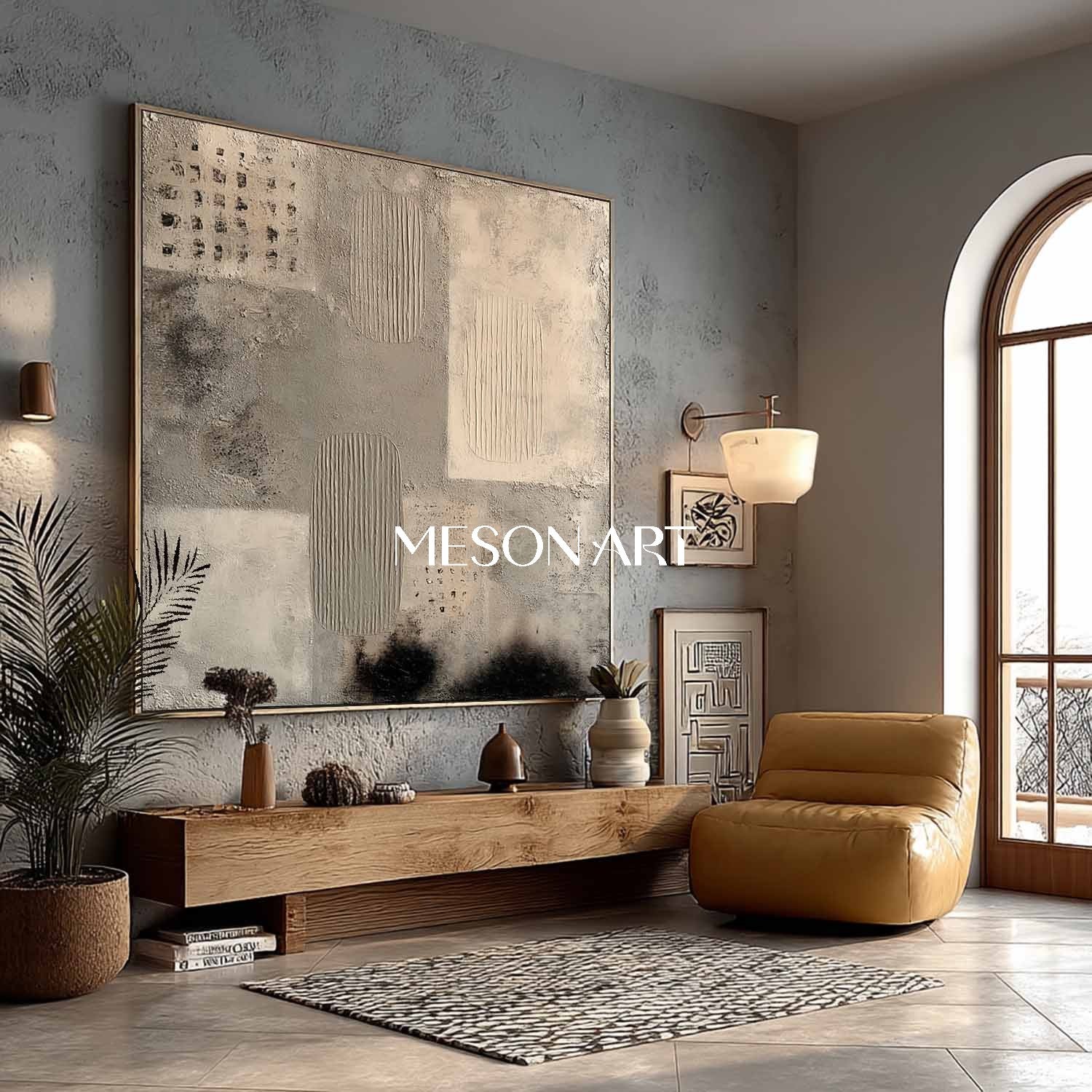 Modern Wabi-Sabi Textured Minimalist Canvas Hand-Painted Wall Art