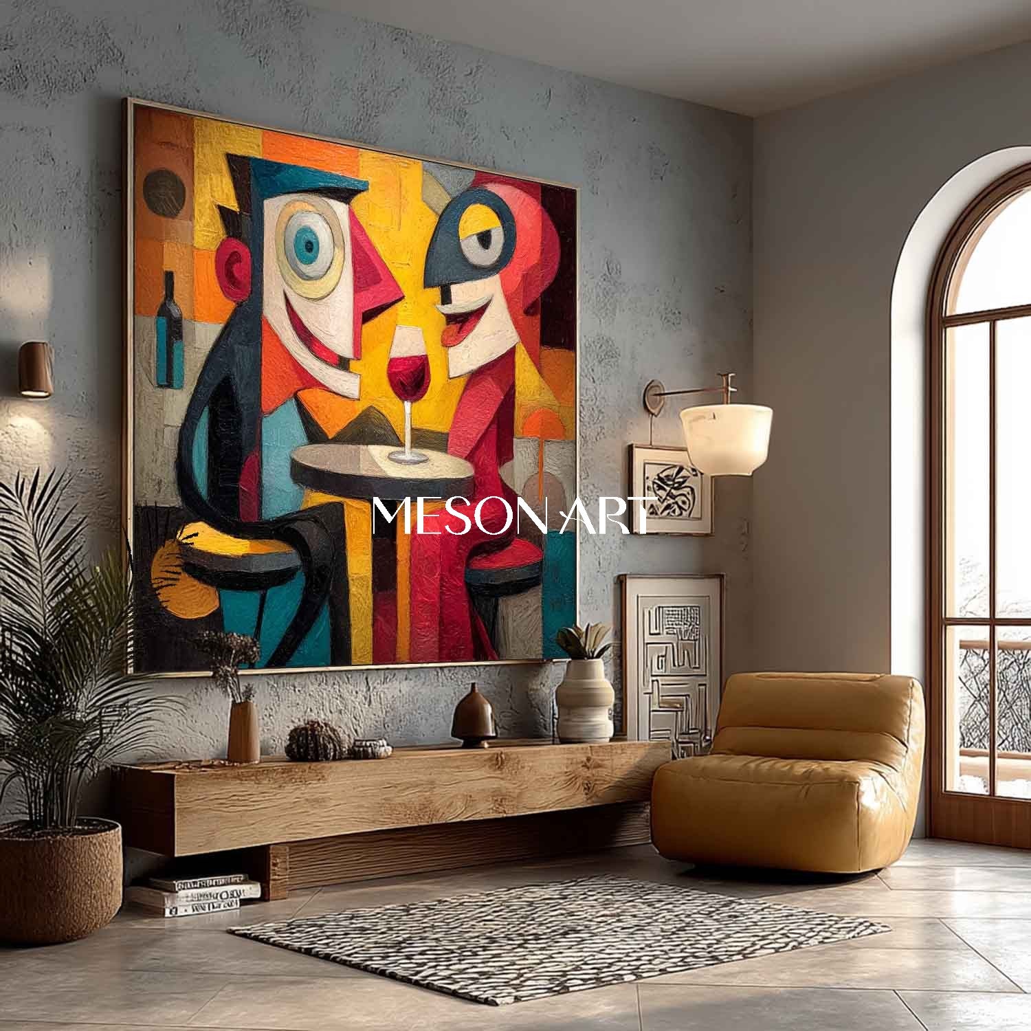 Colorful Bold Abstract Pop Art Painting for Living Room or Office Wall