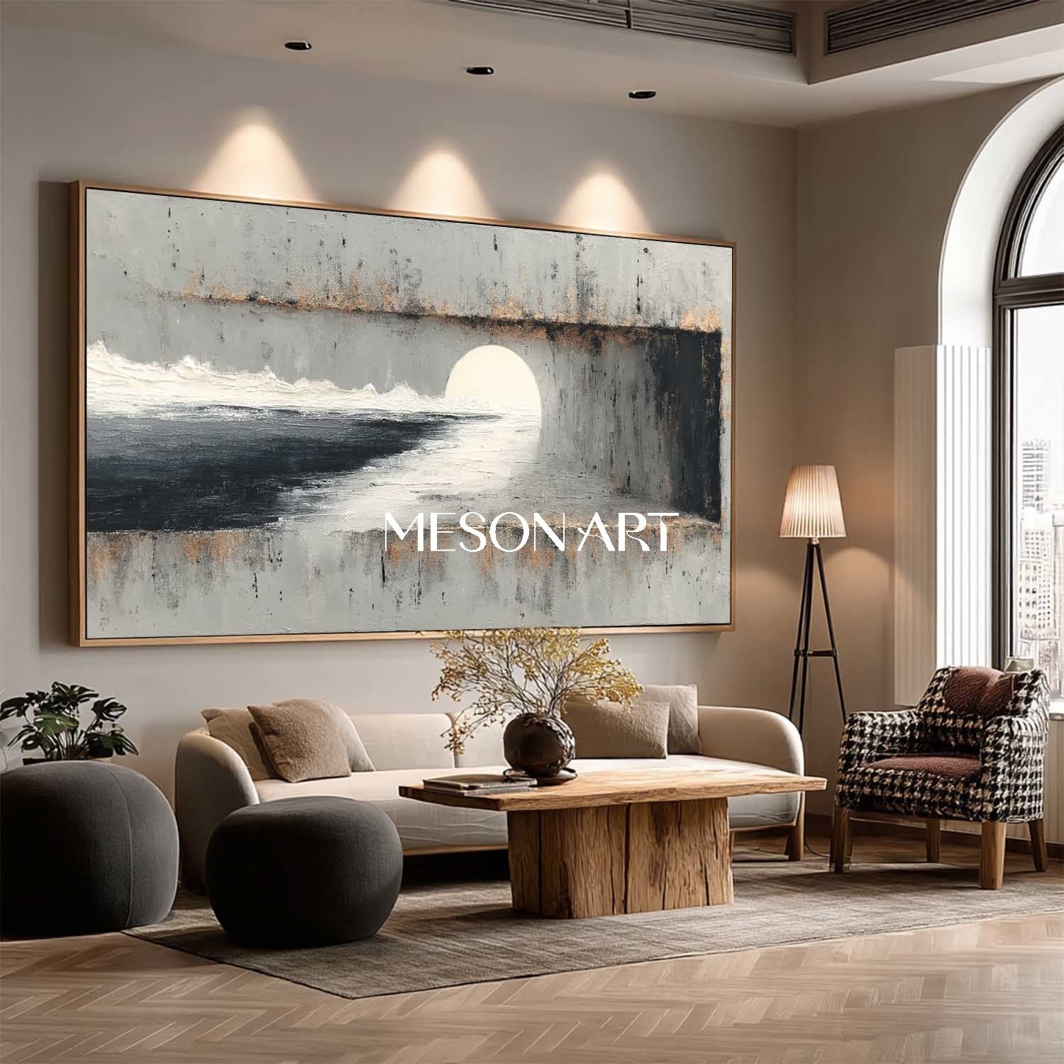 Oversized Wabi Sabi Abstract Painting Textured Canvas Framed Wall Art