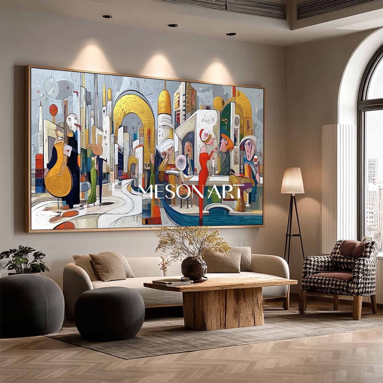 Oversized White Contemporary Textured Art Hand Painted Canvas Bedroom