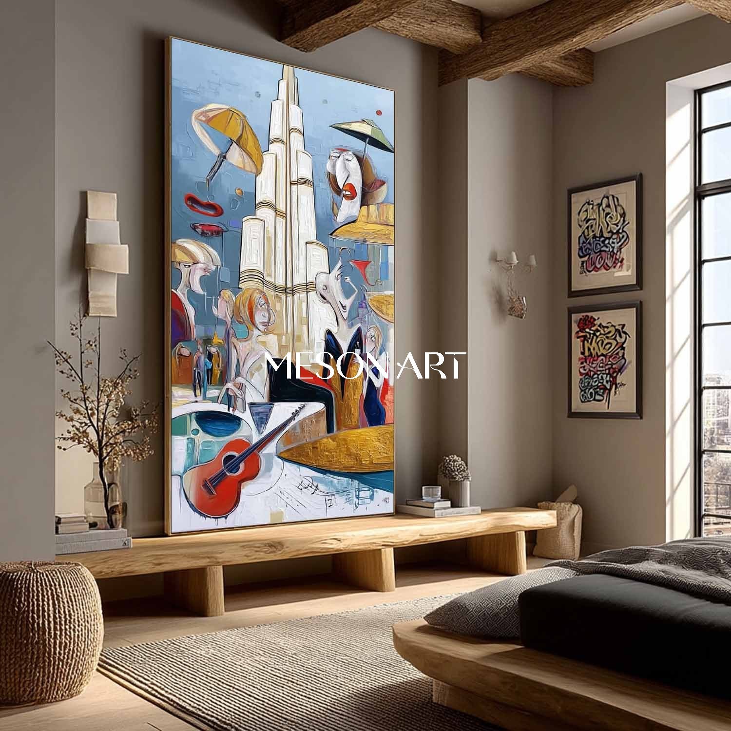 Oder Blue Luxury Abstract Painting Vertical Entryway Wall Art Decor