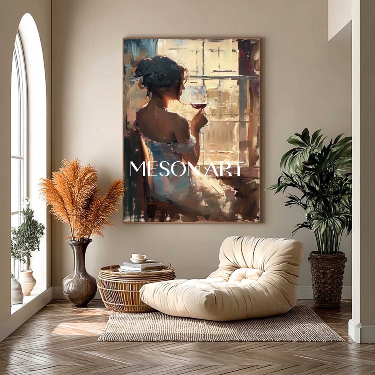 Large Girl and red wine art red wine cabinet wall art decoration girl drinking red wine canvas painting