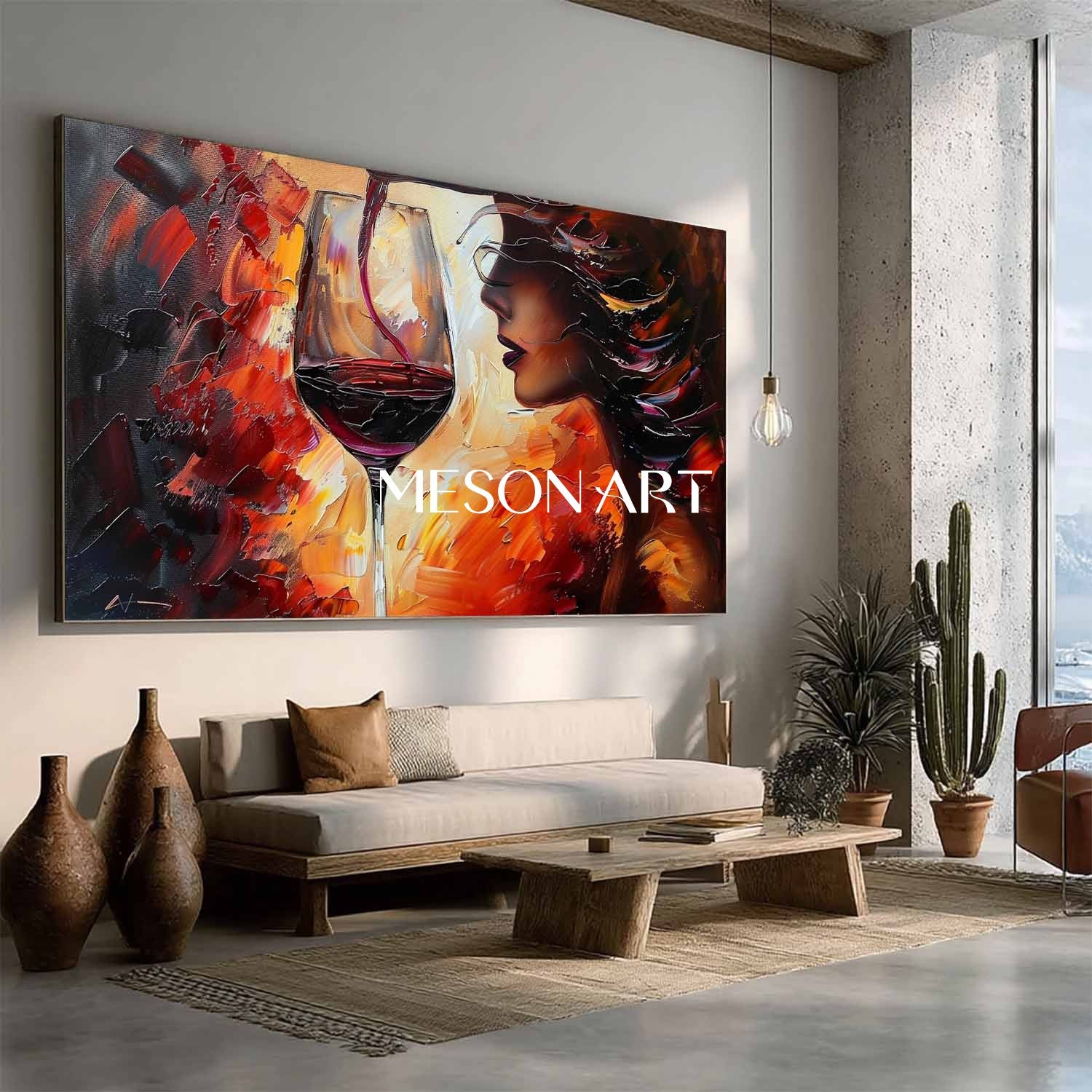 Large Wine And Girl Abstract Canvas Art For Sale Red Wine Wine Cooler Wall Art Decoration Painting