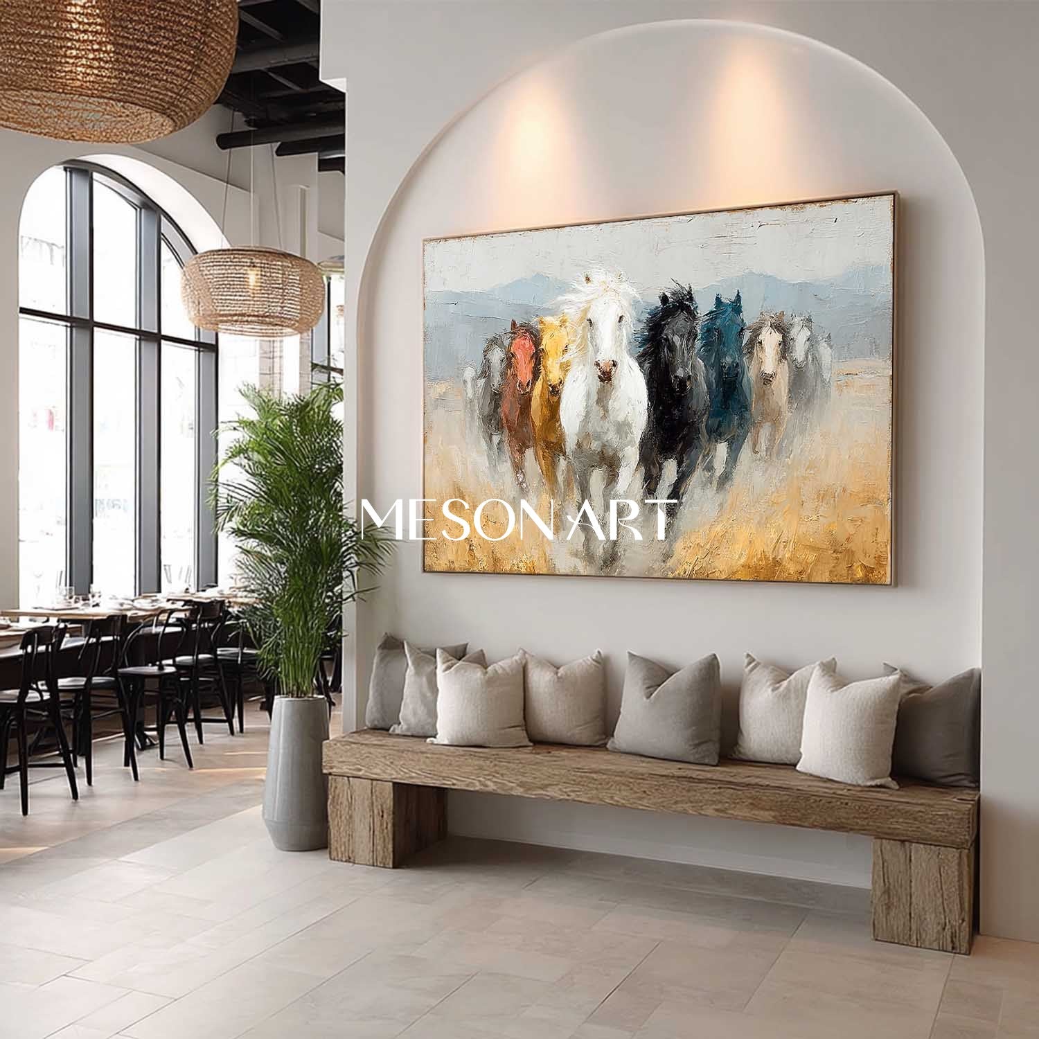 Large Nine Horses Canvas Wall Art Decor For Sale Nine Horses 3D Abstract Texture Painting