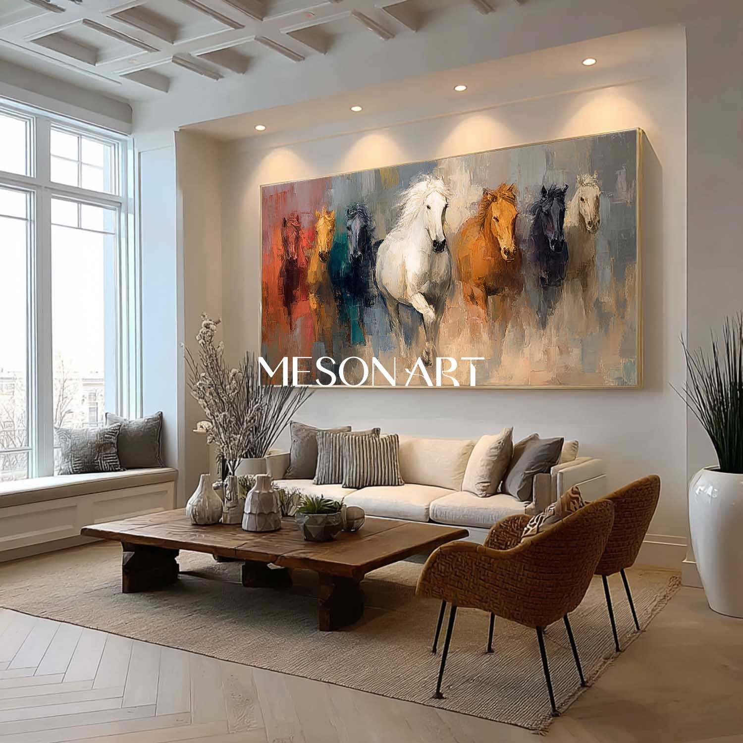 Extra Large 3D Running Prairie Horse Canvas Wall Art Decor For Sale Running Horse Texture Painting