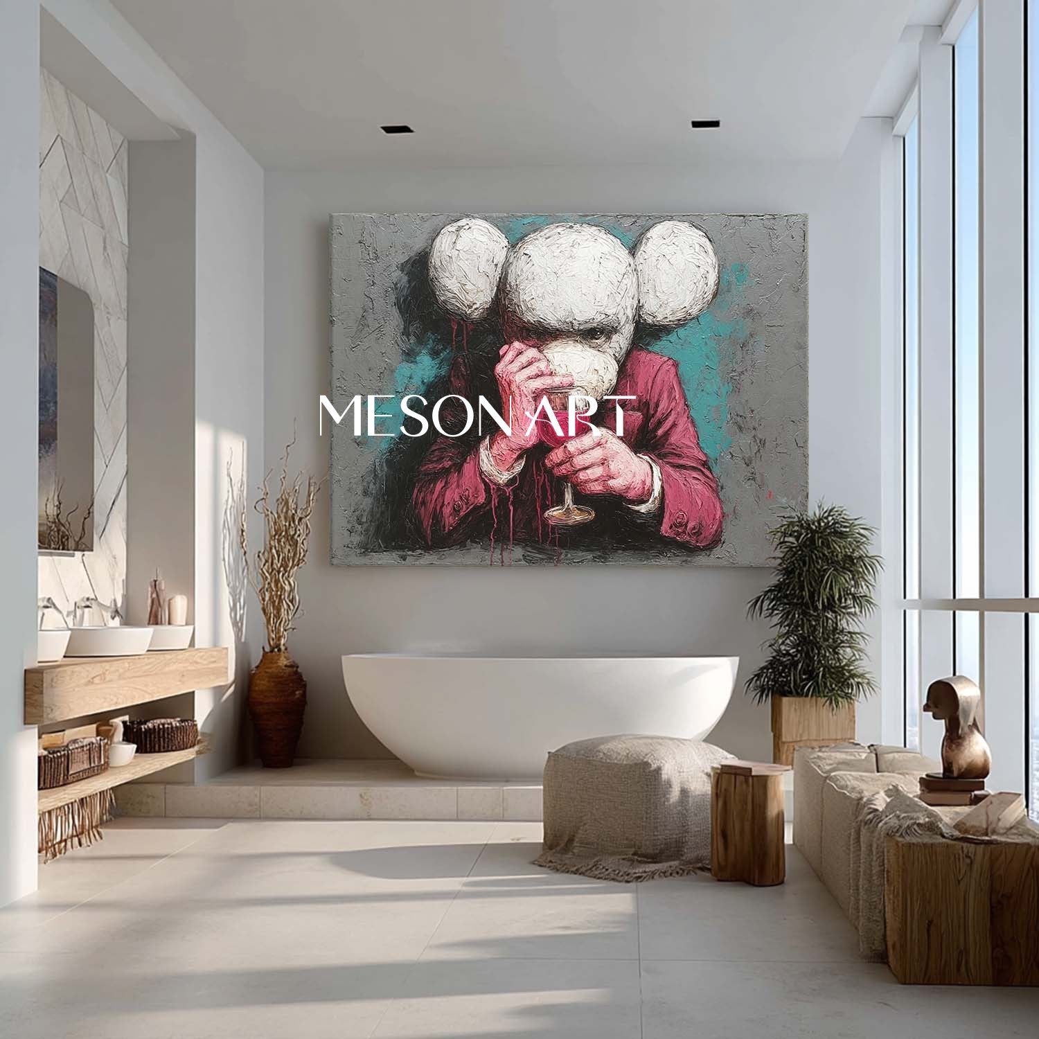Large Contemporary Red Wine Abstract Art Kaws Abstract Pop Art Red Wine Modern Abstract Canvas Art
