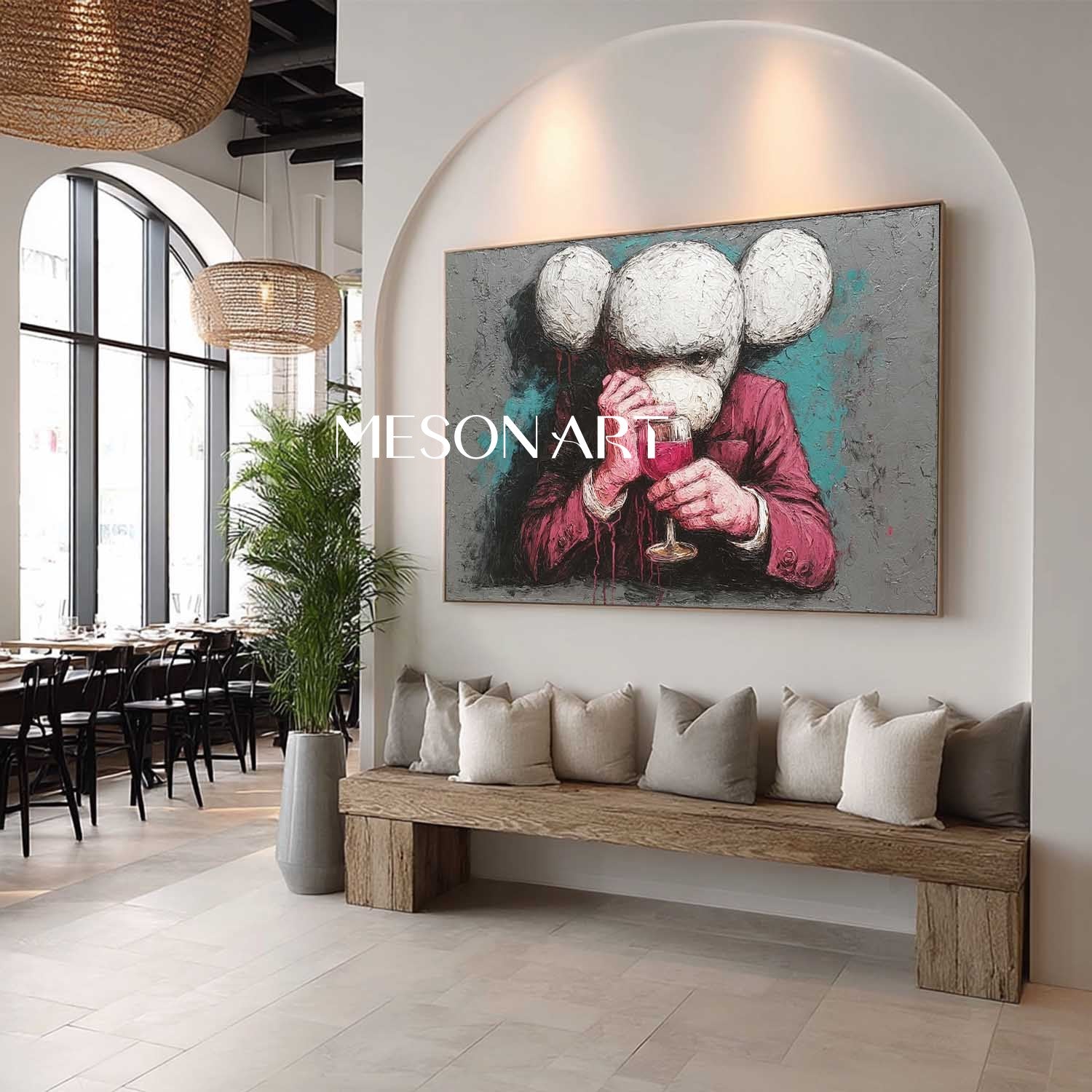 Large Contemporary Red Wine Abstract Art Kaws Abstract Pop Art Red Wine Modern Abstract Canvas Art