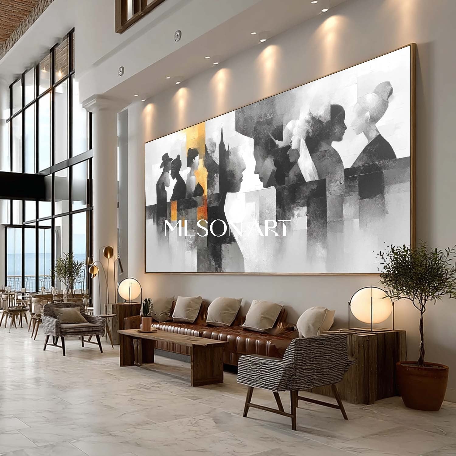 Large Black White Abstract Wall Art Modern Silhouette Canvas Decor