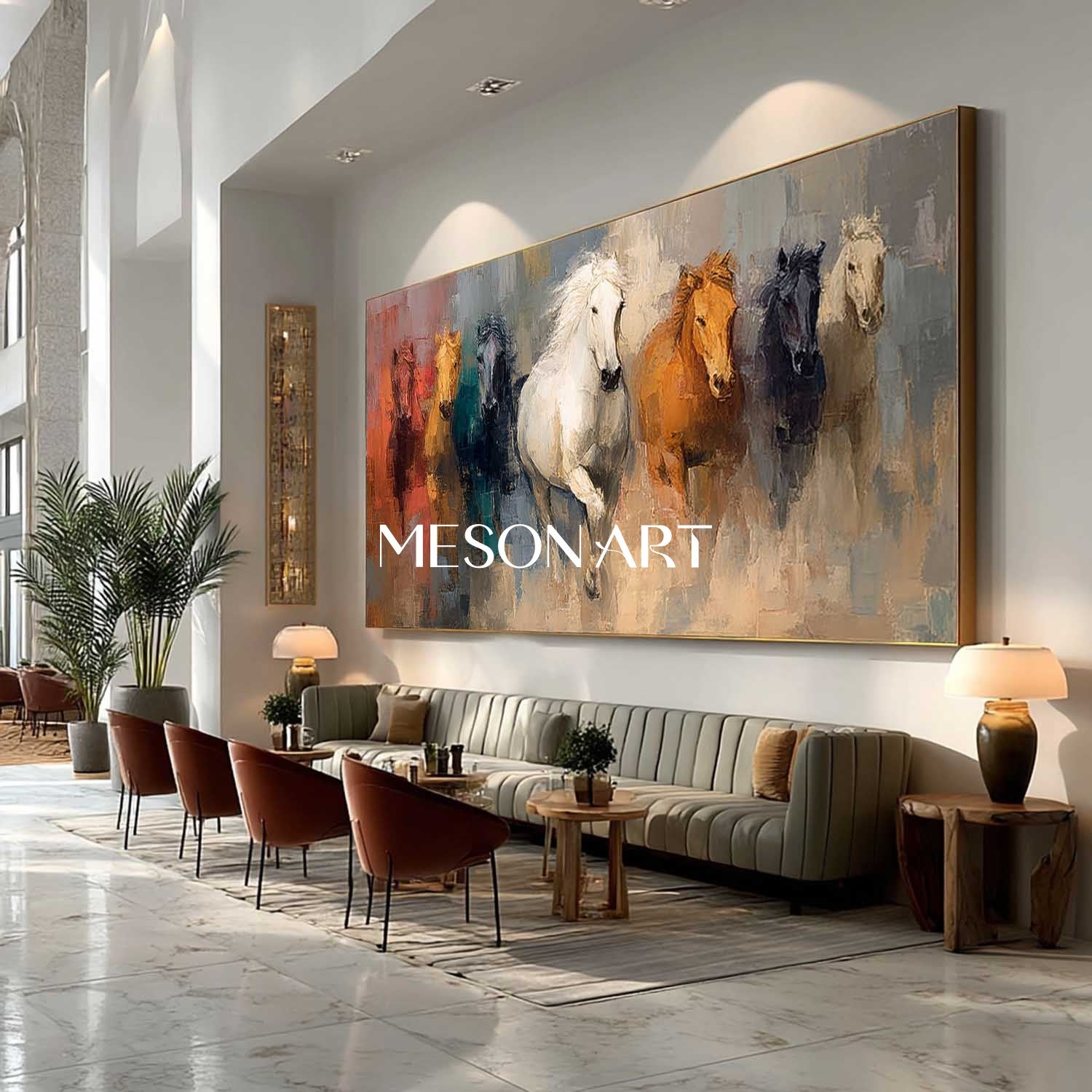 Extra Large 3D Running Prairie Horse Canvas Wall Art Decor For Sale Running Horse Texture Painting