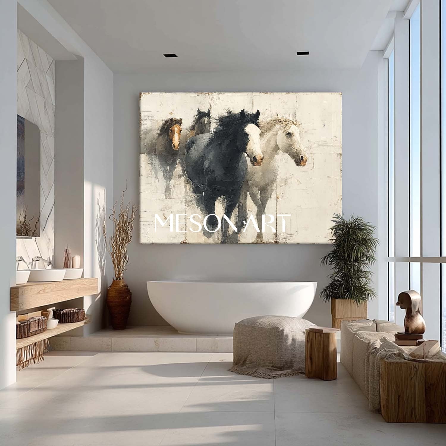 Beige and Black Horse Art for Sale Beige and Black Abstract Canvas Wall Art Decor