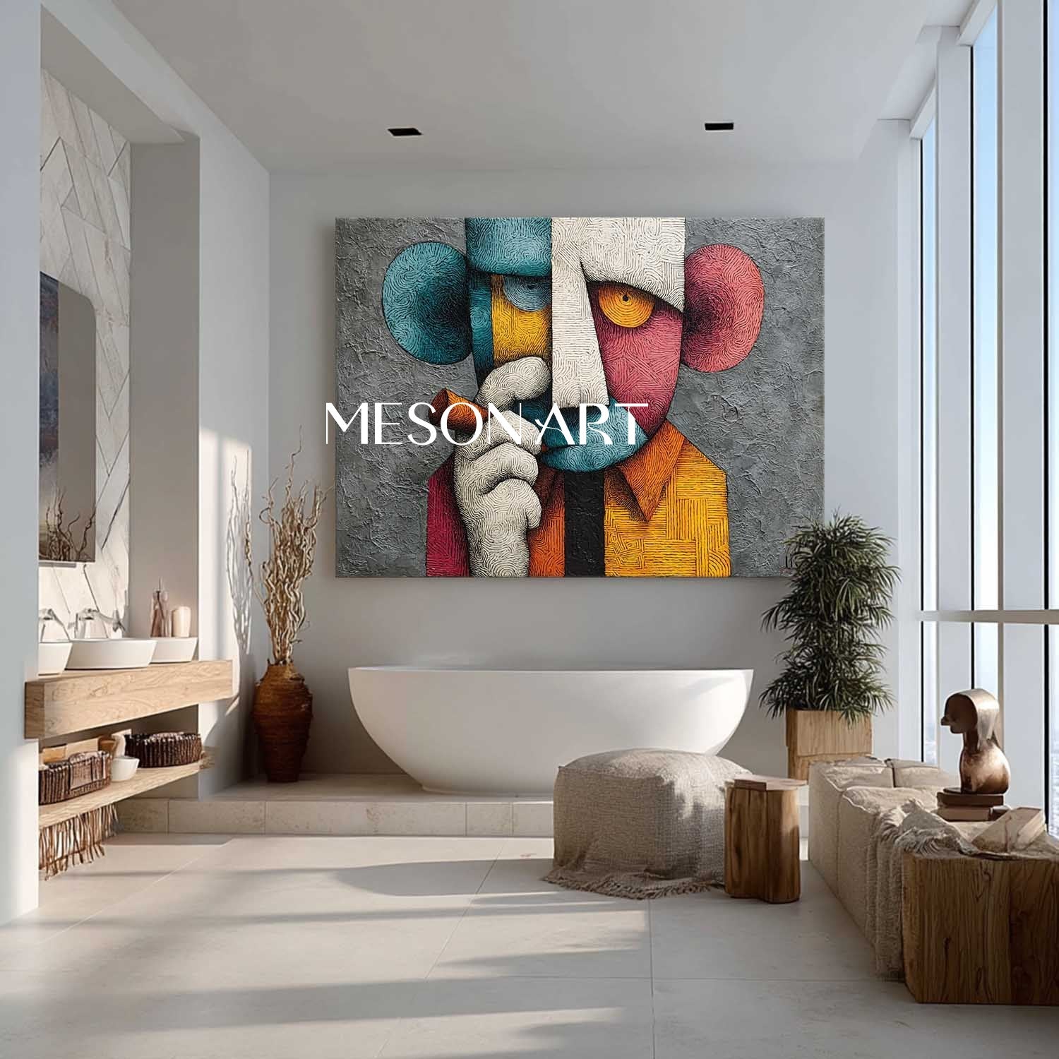 Large Modern man smoking a cigar abstract texture canvas wall art Man smoking a cigar pop abstract art