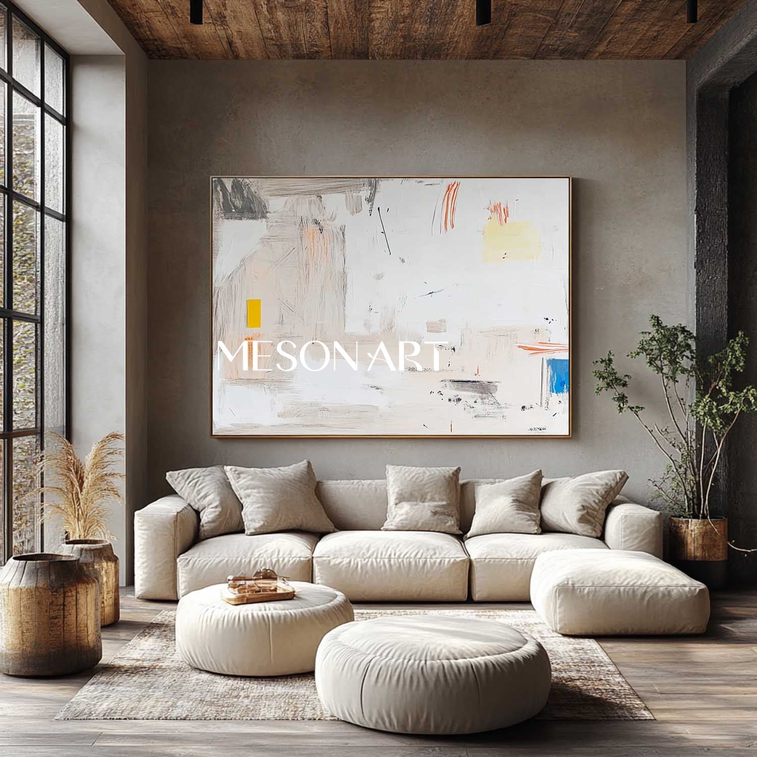 Modern Ivory White Abstract Canvas Art Ivory White Abstract Minimalist Canvas Wall Paintings for Sale