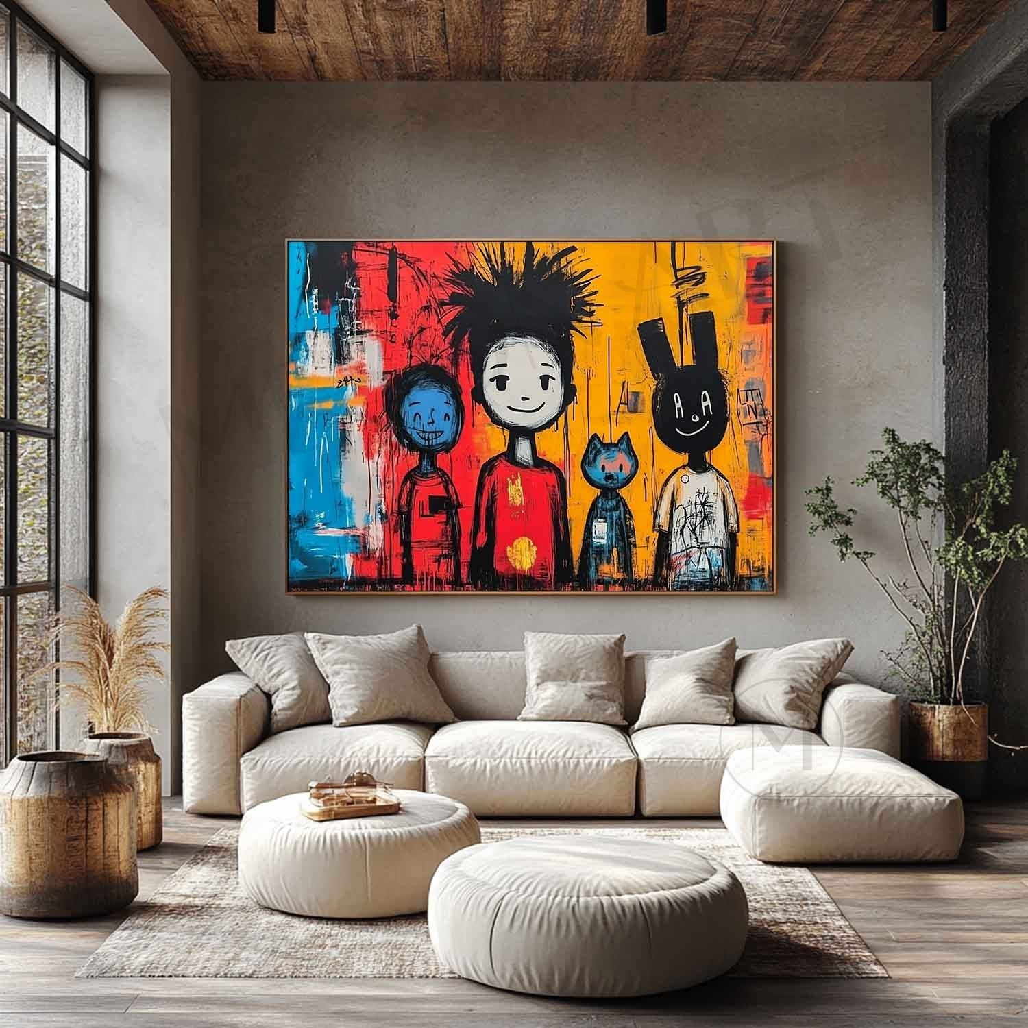 Cute children's graffiti abstract painting Cute graffiti abstract canvas wall art decoration