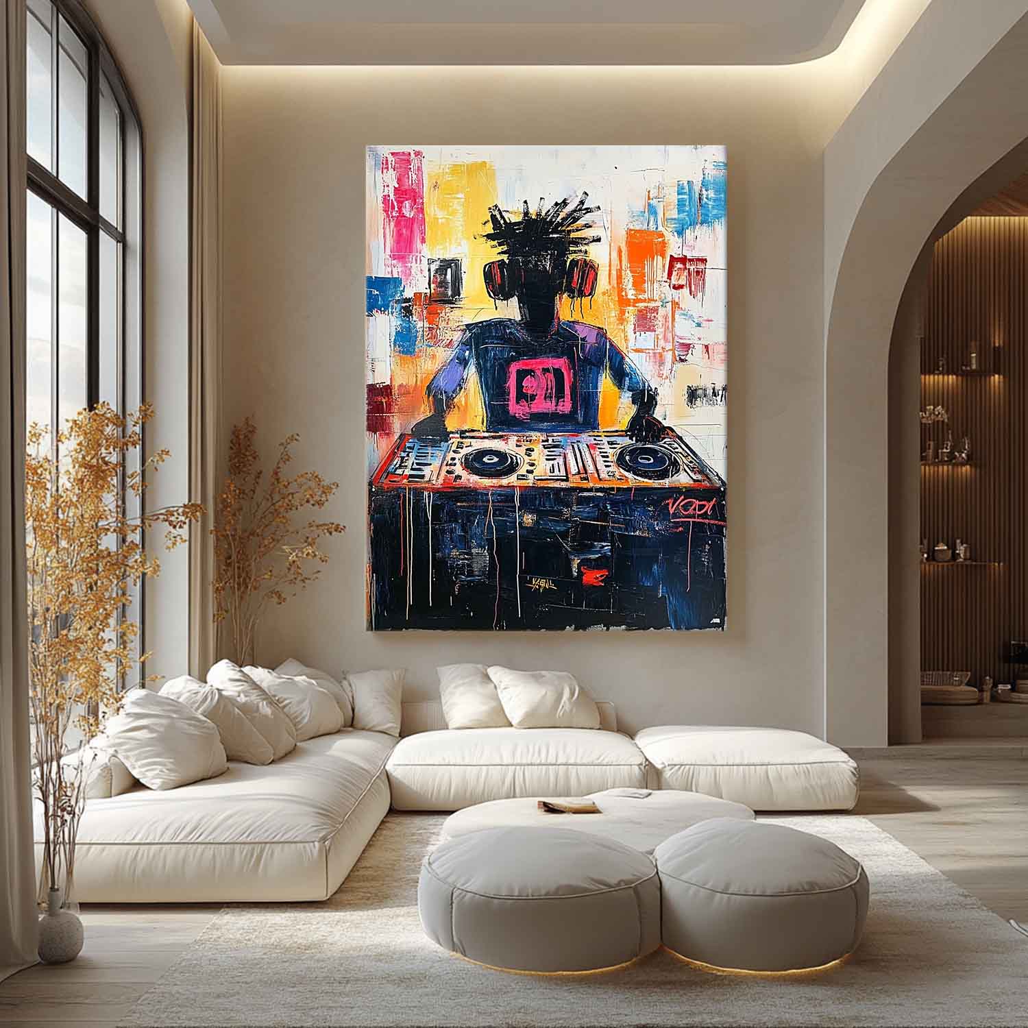 Basquiat Style Graffiti Abstract Art Canvas for Sale Cool DJ Graffiti Abstract Painting Cool DJ Wall Art