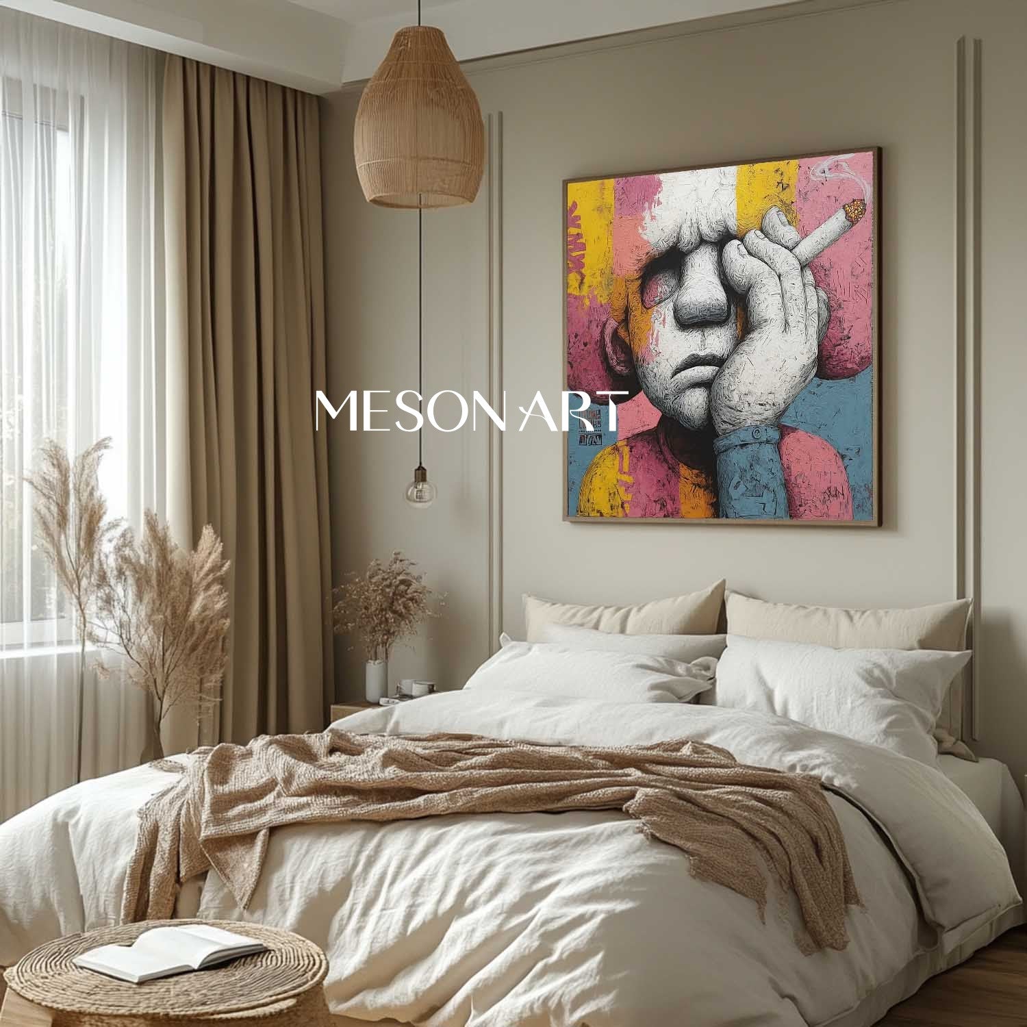 Man smoking a cigar pop abstract canvas wall art Man smoking a cigar abstract texture painting