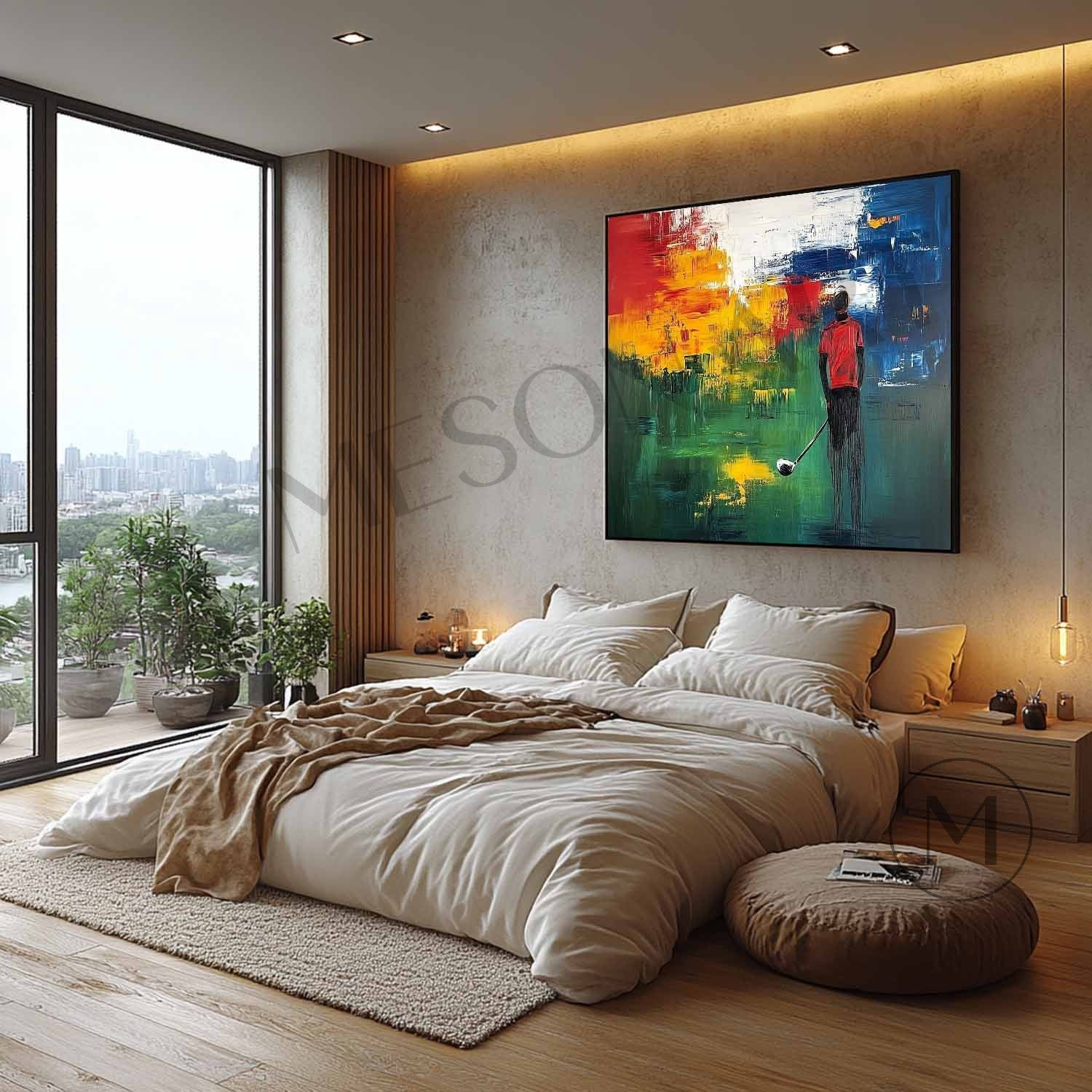 Large Golf Colorful Paintings Golf Abstract Canvas Art for Sale Golf Wall Art