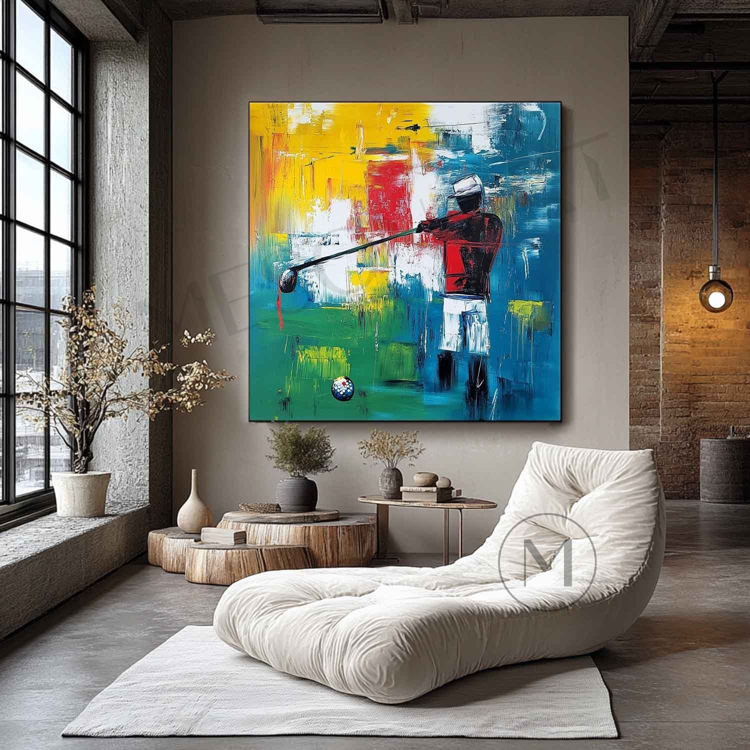 Golf Tournament Oil Painting Golf Abstract Canvas Art For Sale Golf Wall Art