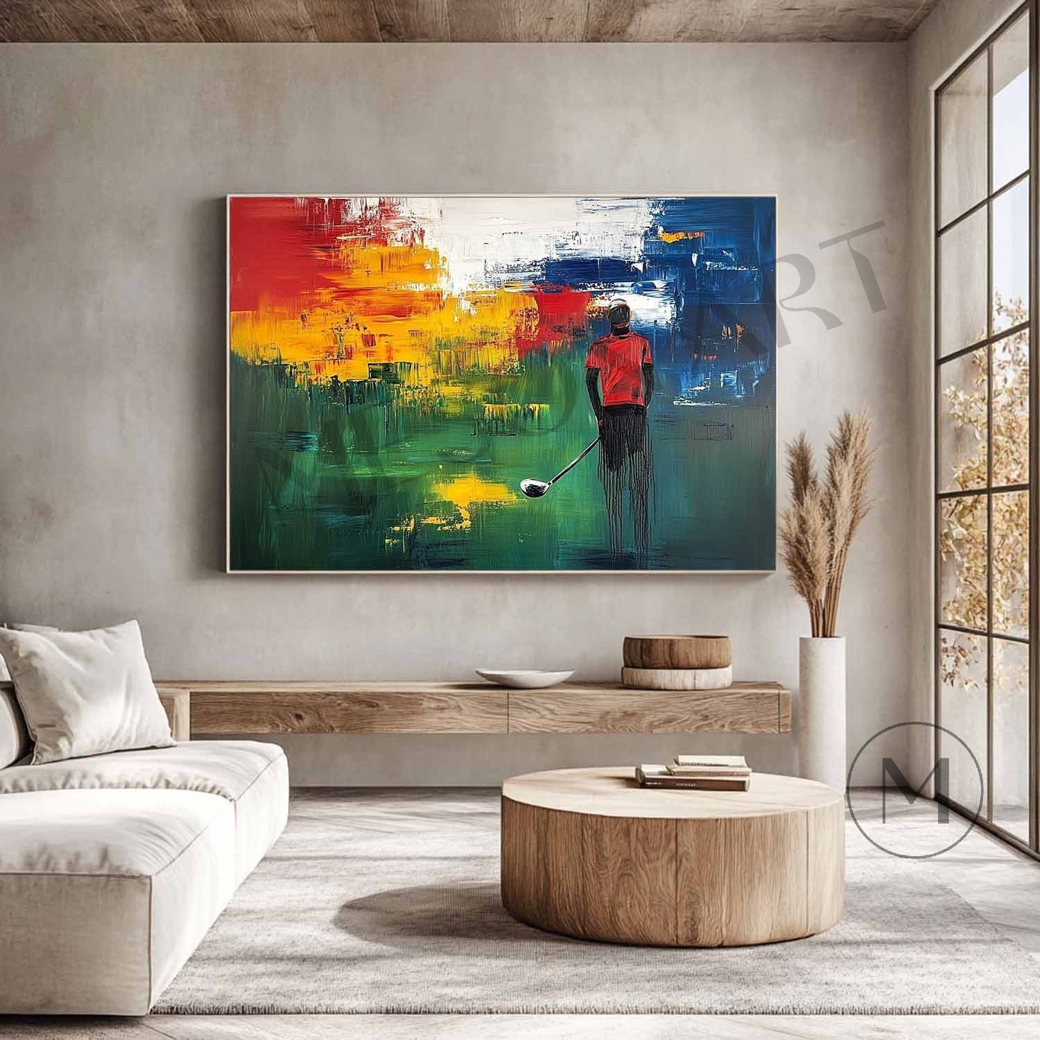 Large Golf Colorful Paintings Golf Abstract Canvas Art for Sale Golf Wall Art