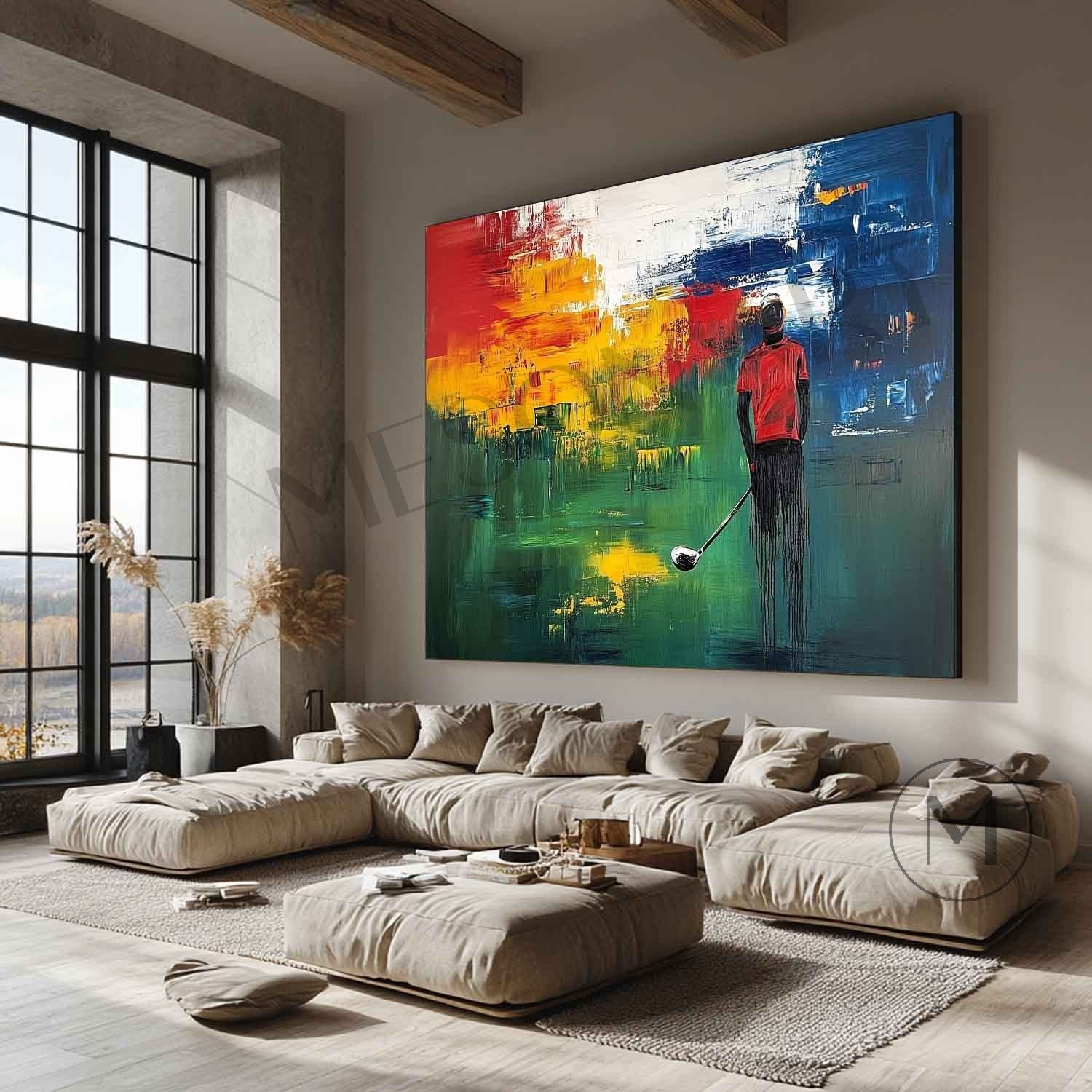 Large Golf Colorful Paintings Golf Abstract Canvas Art for Sale Golf Wall Art