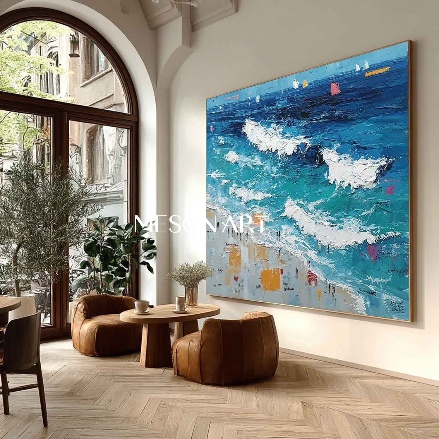 Large Ocean Waves Beach Abstract Texture Canvas Painting for Sale Ocean Waves Texture Wall Art Decor
