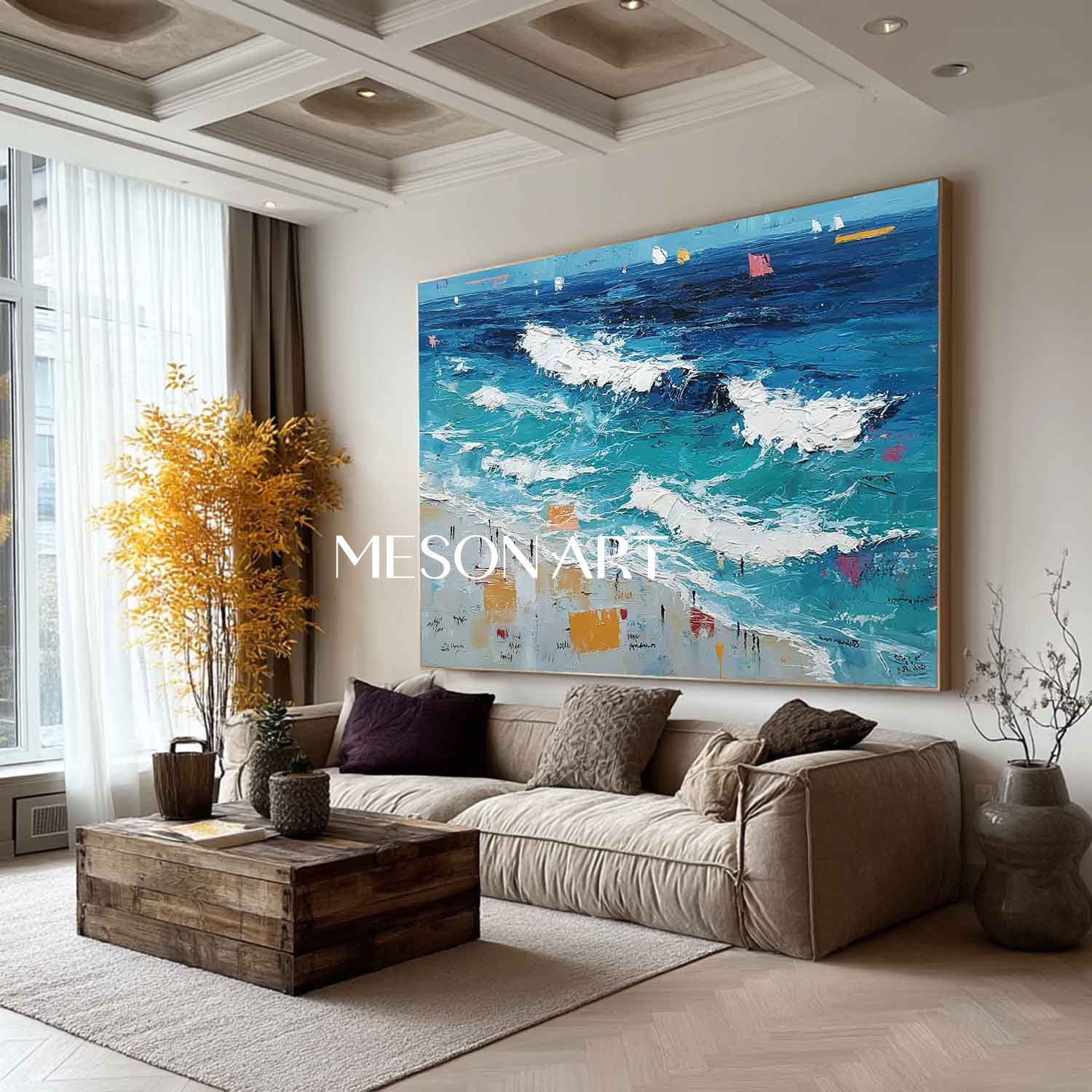 Large Ocean Waves Beach Abstract Texture Canvas Painting for Sale Ocean Waves Texture Wall Art Decor
