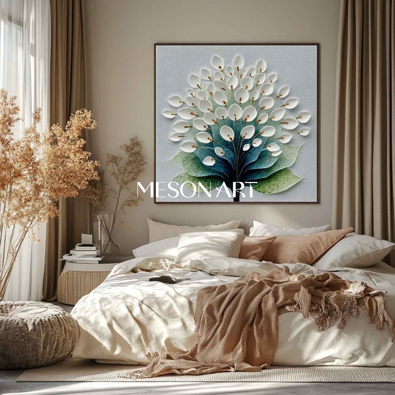 Modern Abstract Botanical Wall Art for Entryway Oil Painted Floral Artwork Floral Wall Art for Sale