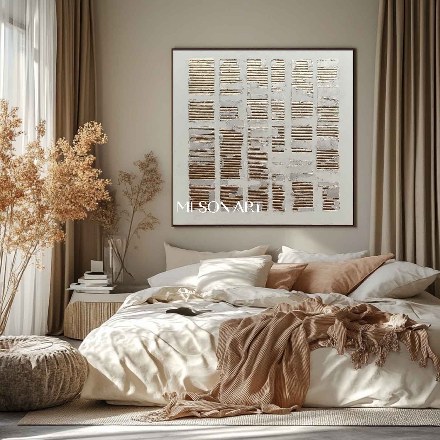 Contemporary luxury home minimalist canvas wall decor ideas gold and white abstract texture art
