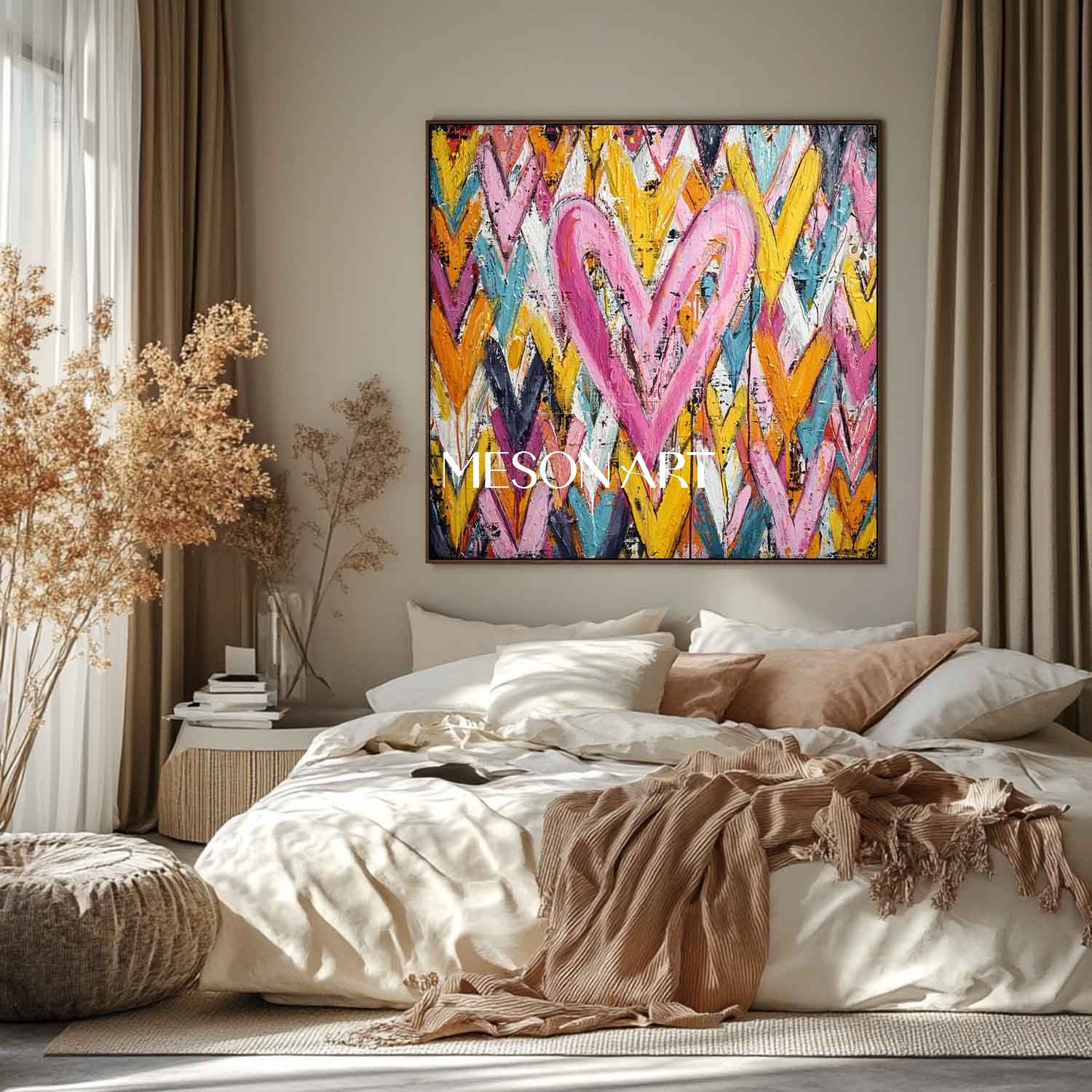 Heart graffiti abstract art for sale Heart wall decoration ideas Valentine's Day heart gift