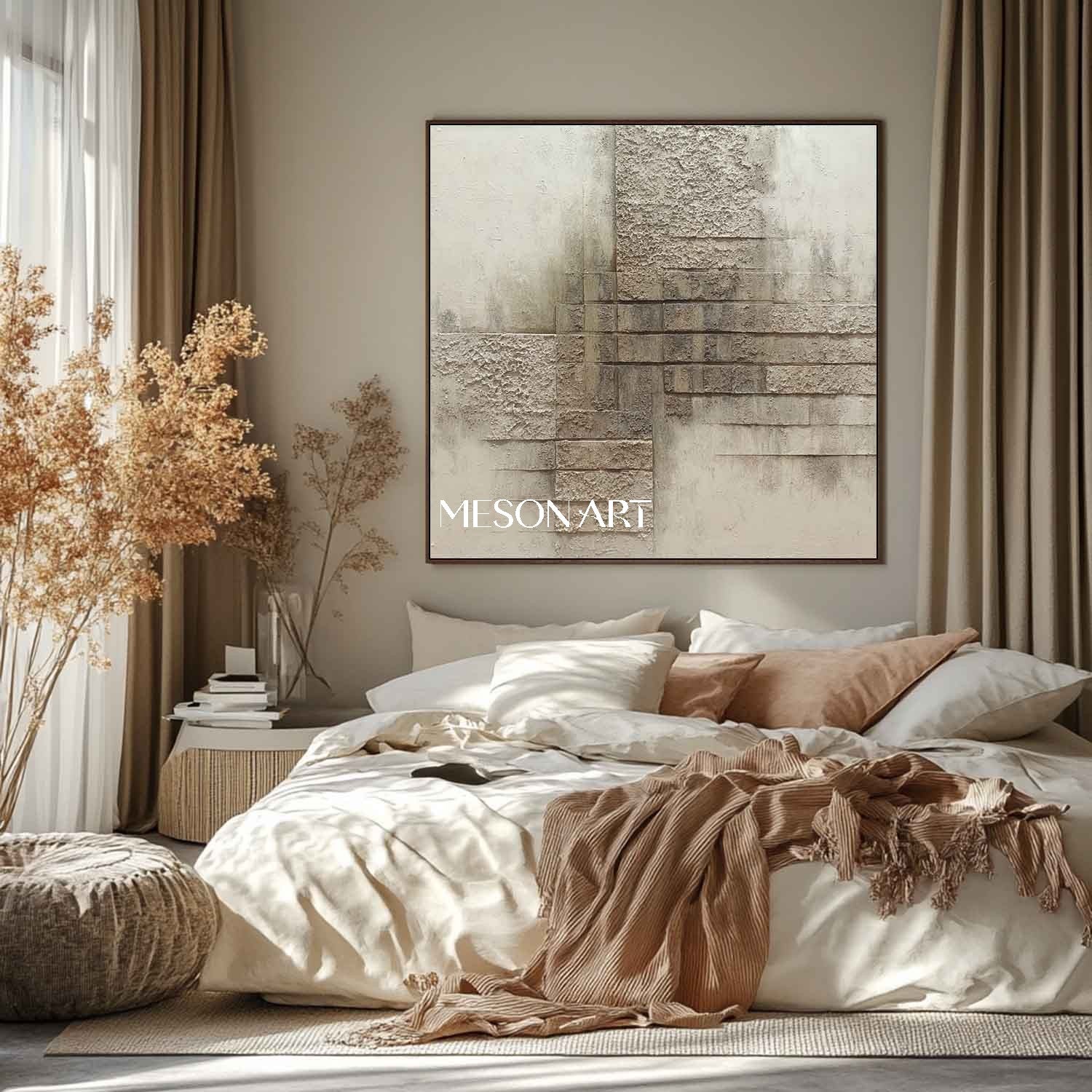 Grey and Brown Abstract Painting Grey and Brown Textured Canvas Art for Sale Wabi Sabi Art