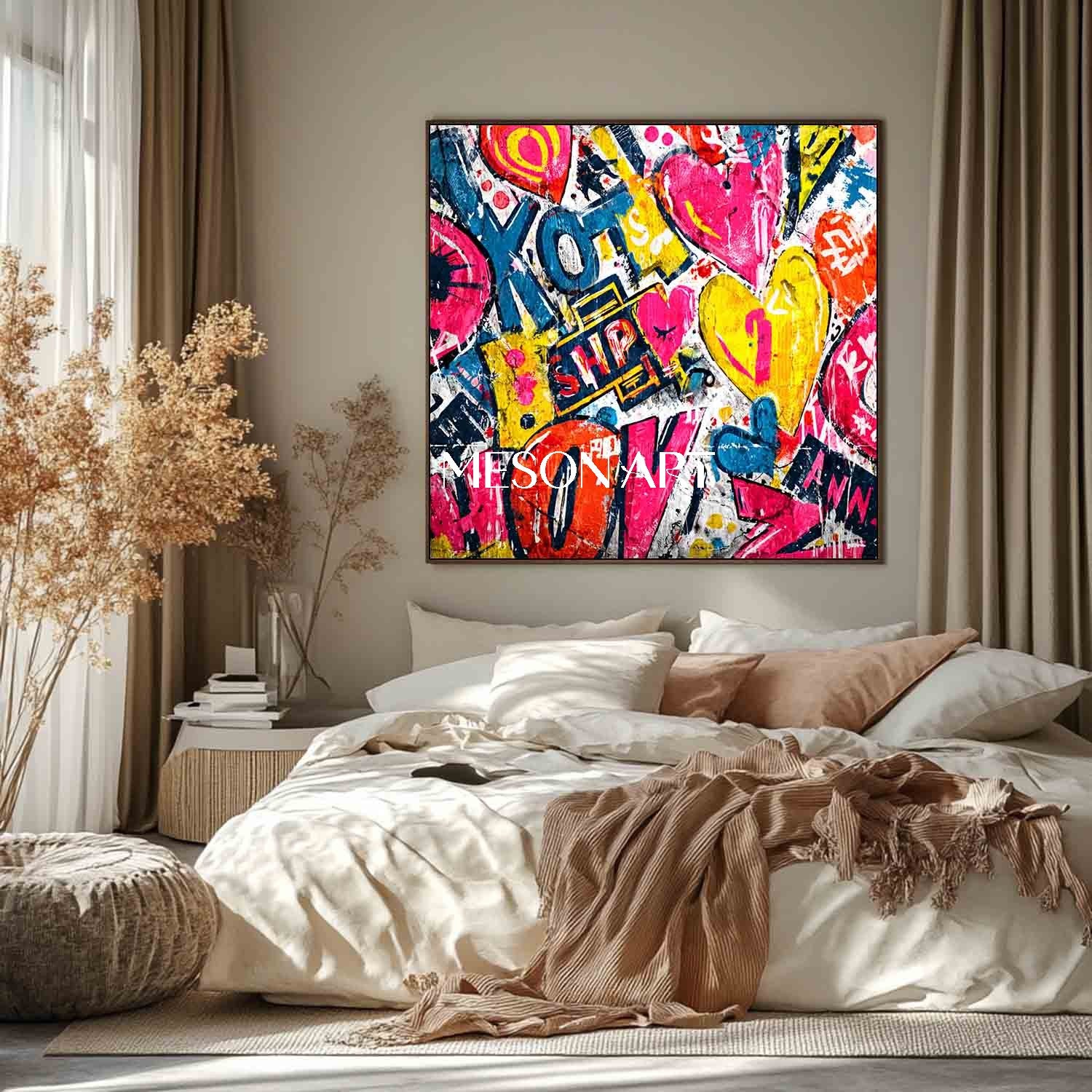 Large Love Graffiti Street Abstract Canvas Art Love Graffiti Home Art Decoration For Sale
