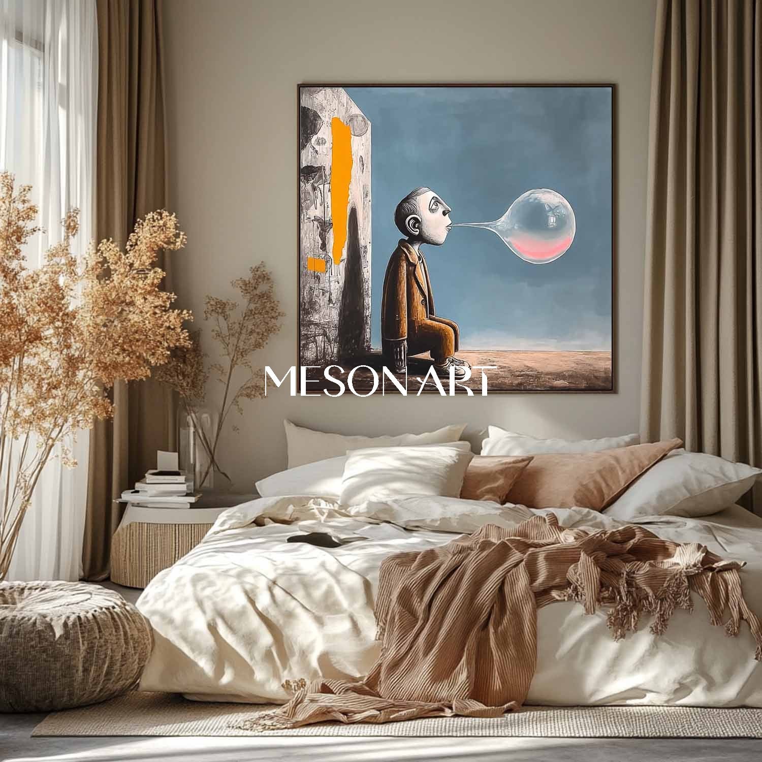 Solitary Bubblegum Moment – Surreal Abstract Art for Modern Spaces