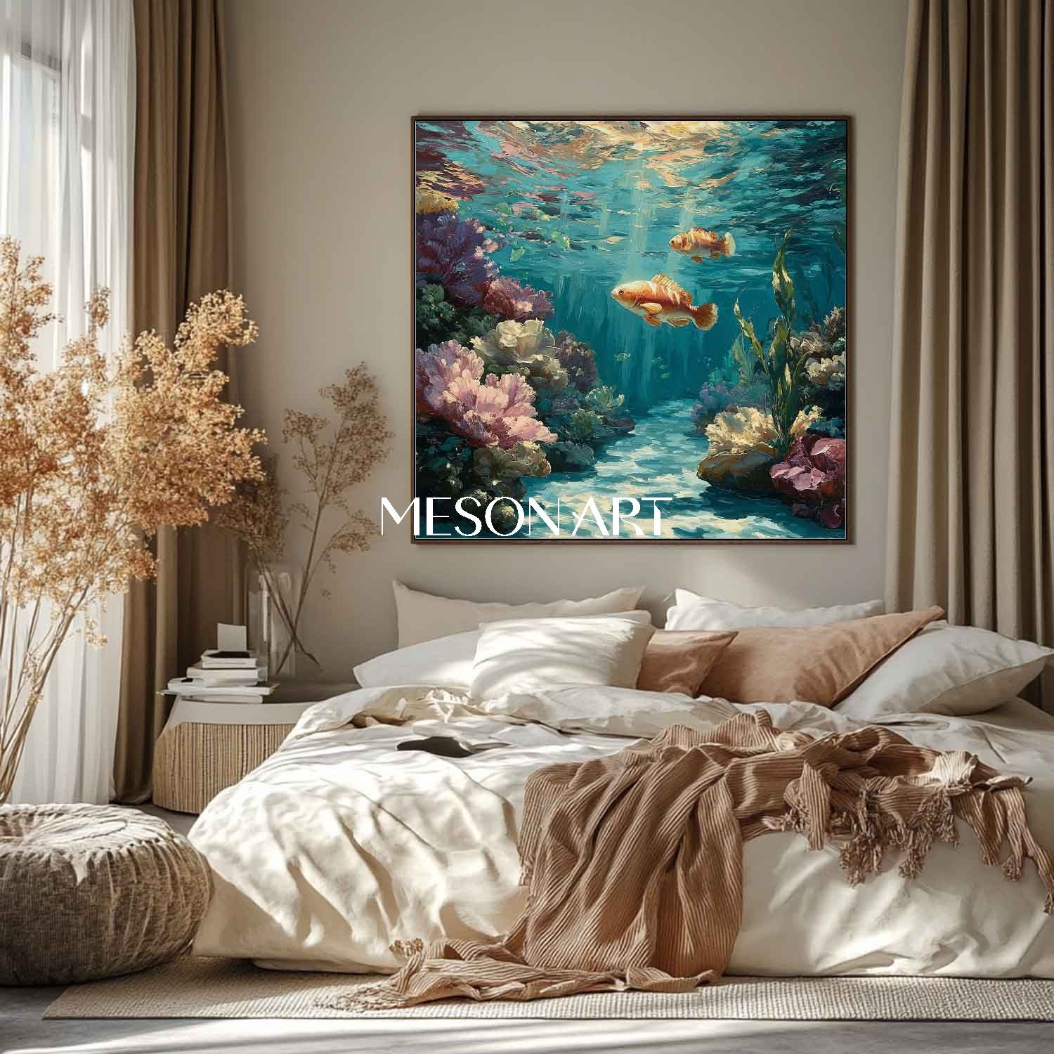 Undersea coral canvas art for sale Summer underwater wall art decor Summer painting