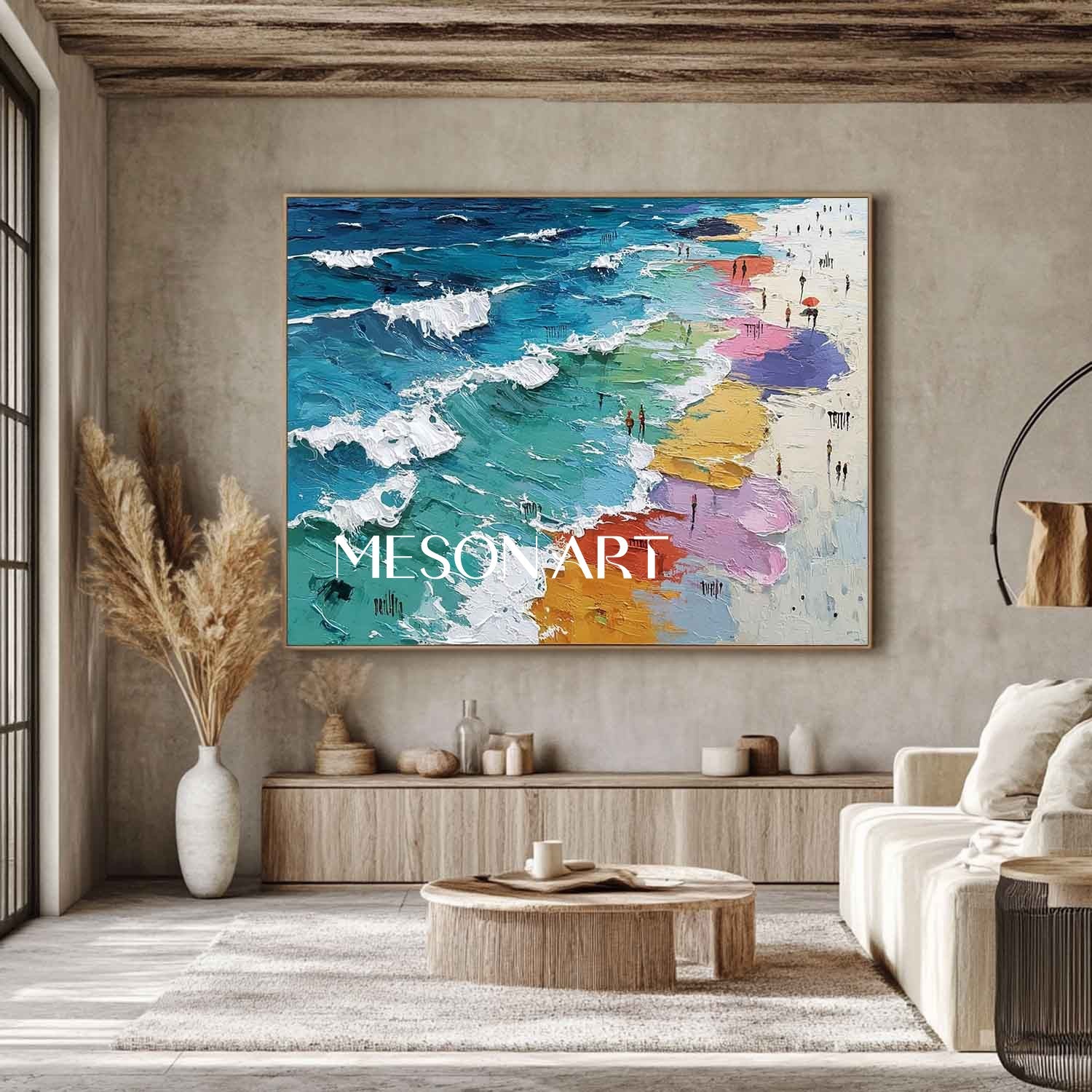 Ocean Wave Beach Texture Wall Art Decor Ocean Wave Beach Abstract Texture Canvas Painting for Sale