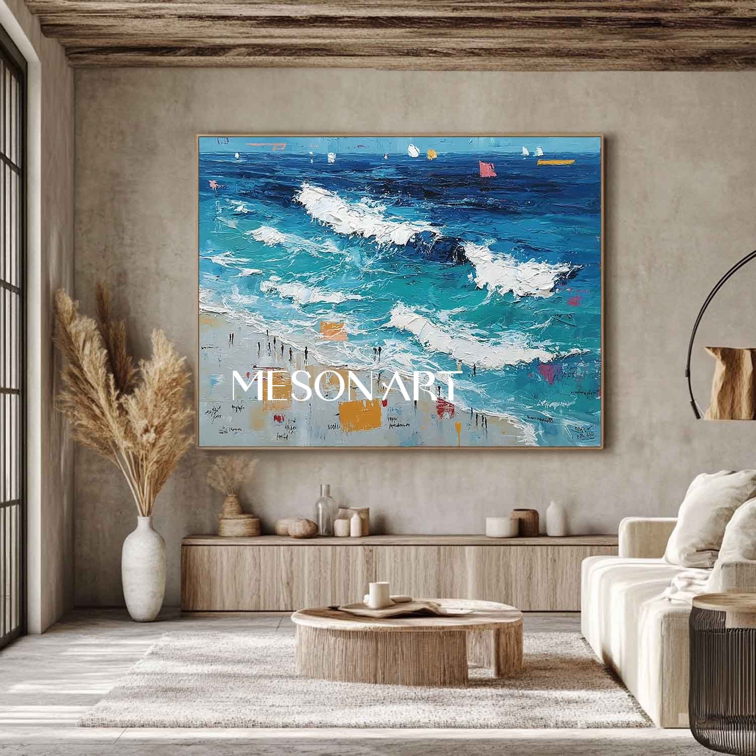 Large Ocean Waves Beach Abstract Texture Canvas Painting for Sale Ocean Waves Texture Wall Art Decor