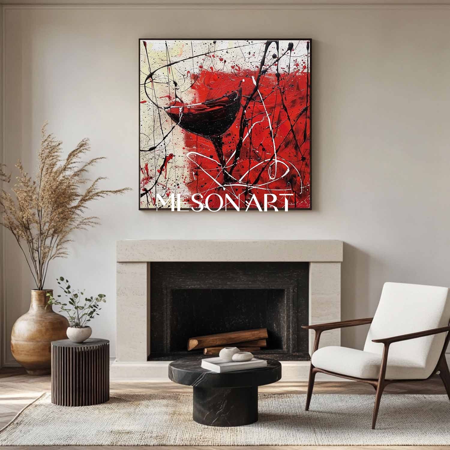 Red Wine Glass Abstract Canvas Art for Sale Winery Wall Art Decor Red Wine Abstract Painting