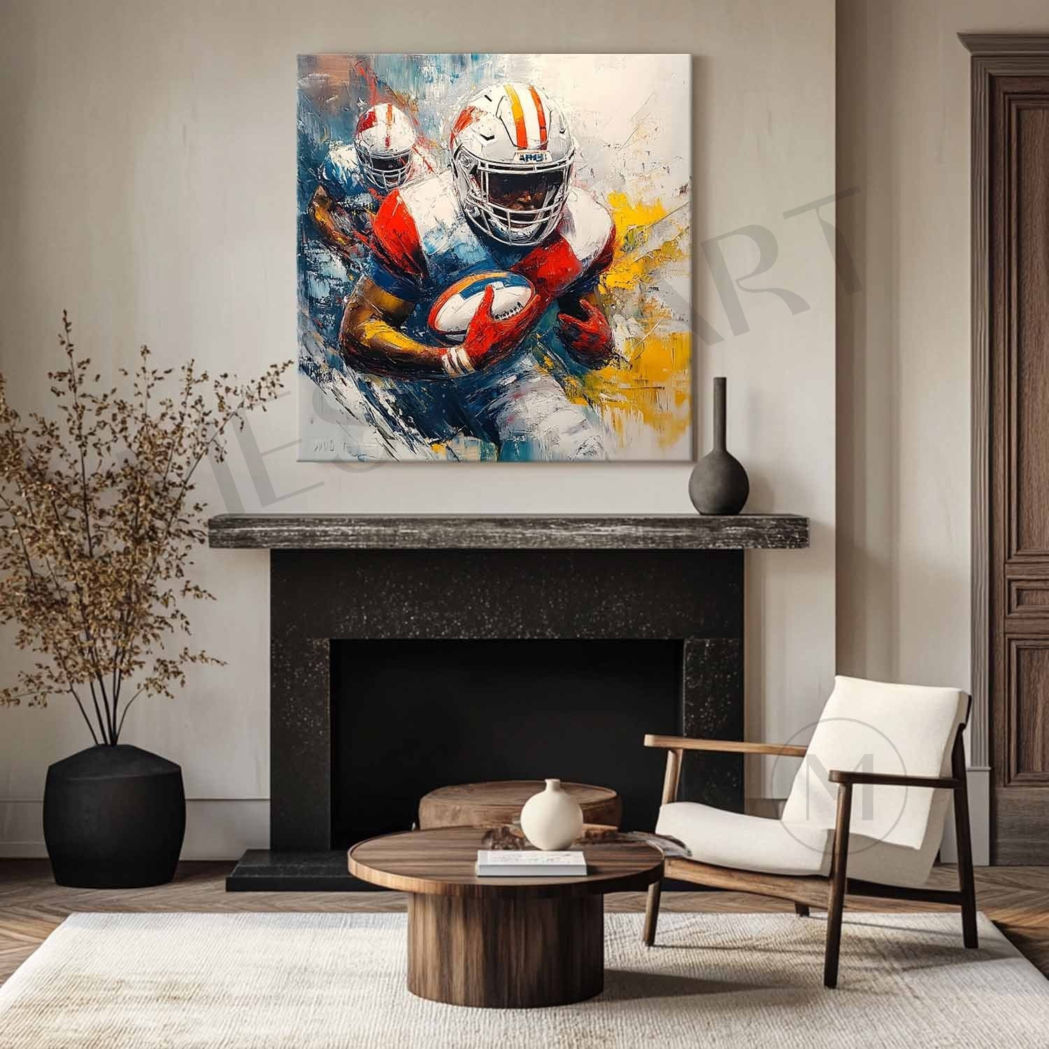 Large Rugby Player Art Canvas For Sale Rugby Game Abstract Painting Rugby Player Game Wall Art