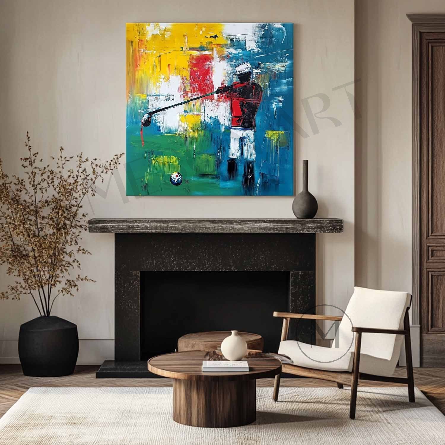 Golf Tournament Oil Painting Golf Abstract Canvas Art For Sale Golf Wall Art