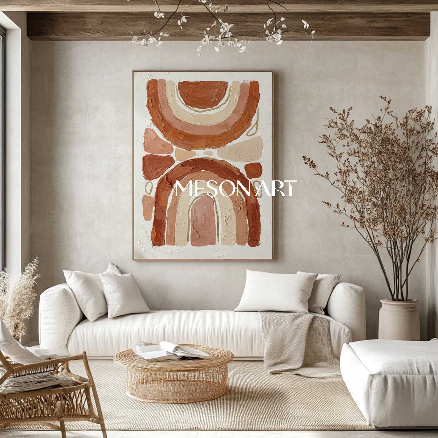Boho Rainbow Wall Art Abstract Arch Wall Decor Geometric Canvas Painting