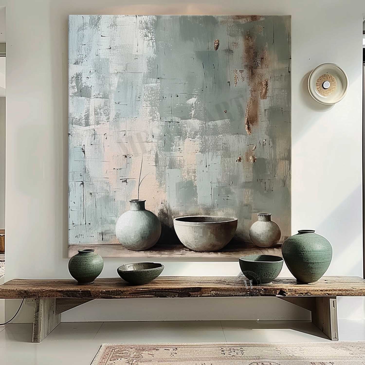 Gray Clay Pot Artwork for Sale Clay Pot Still Life Painting Gray Clay Pot Canvas Wall Art Decoration