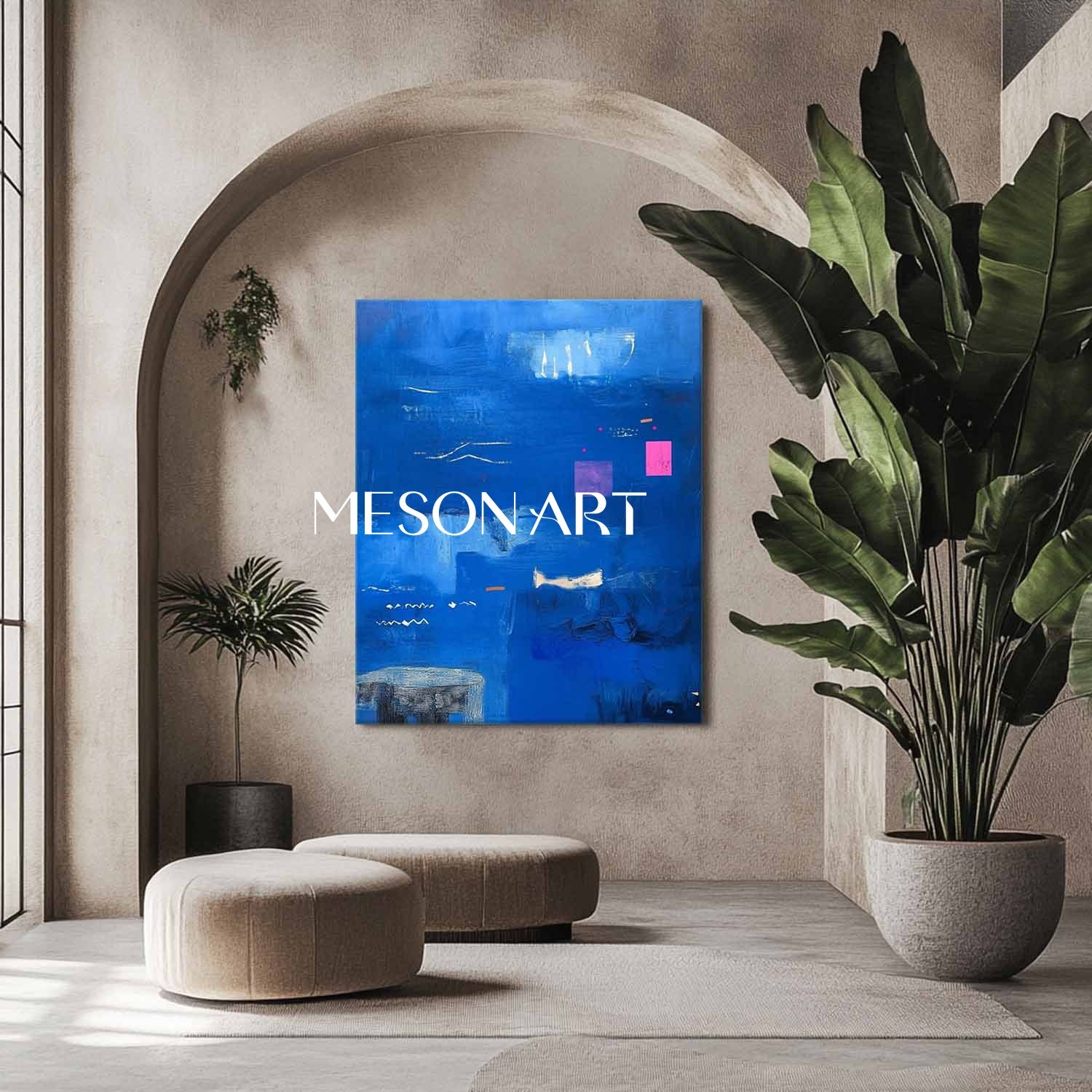 Large modern blue canvas art abstract blue abstract minimalist canvas wall painting for sale